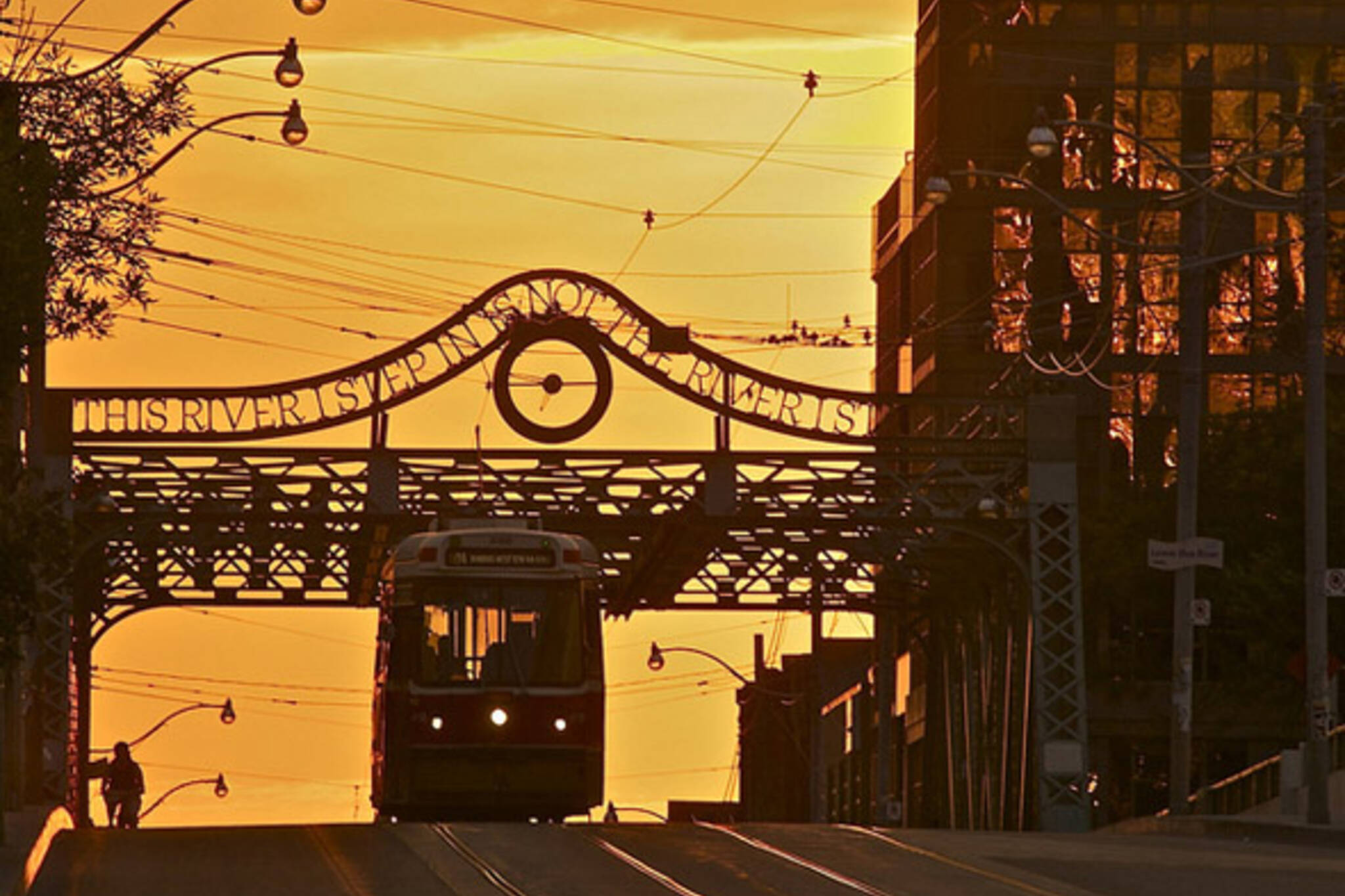 streetcar, street, sunrise