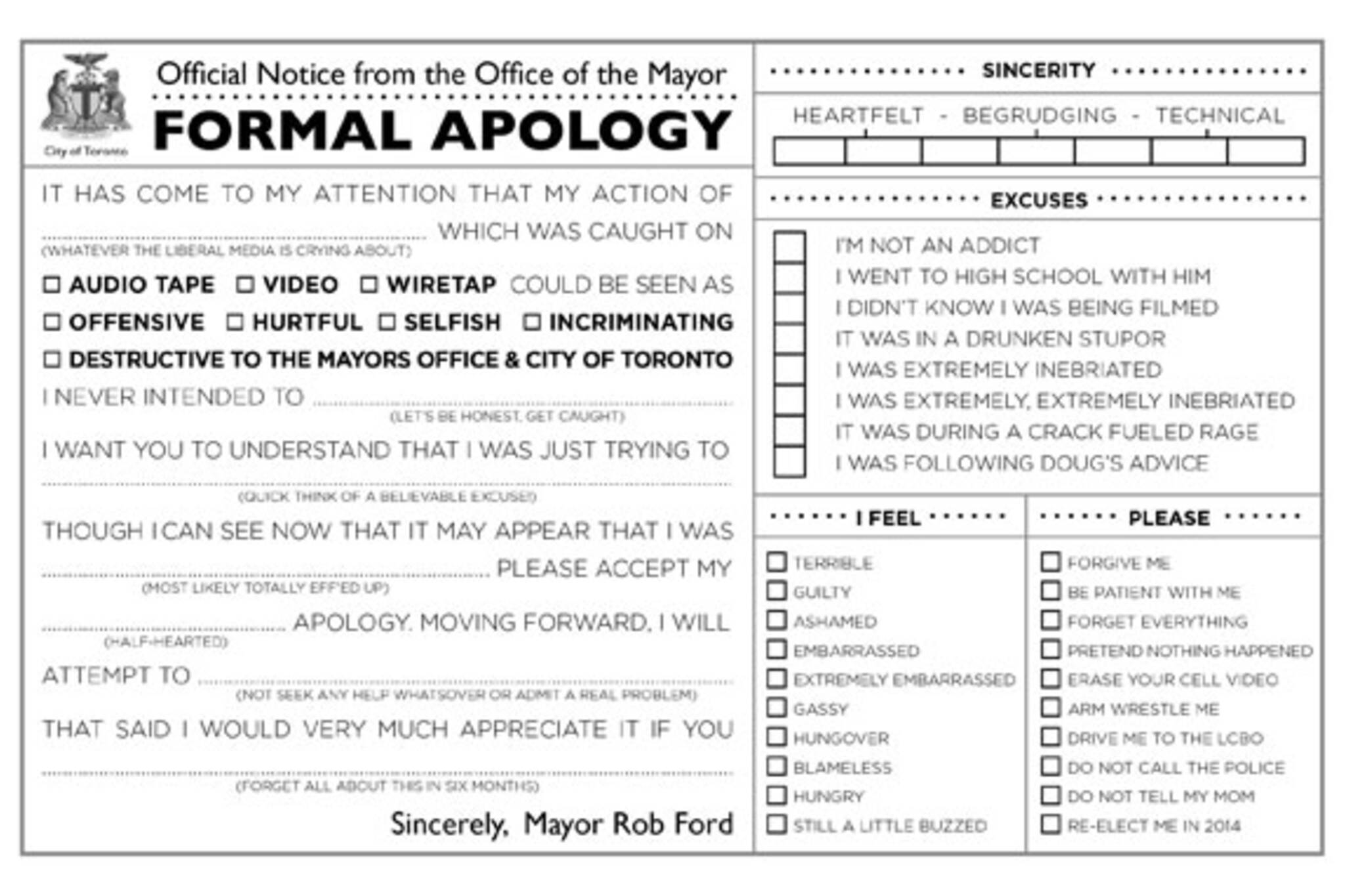 rob ford apology