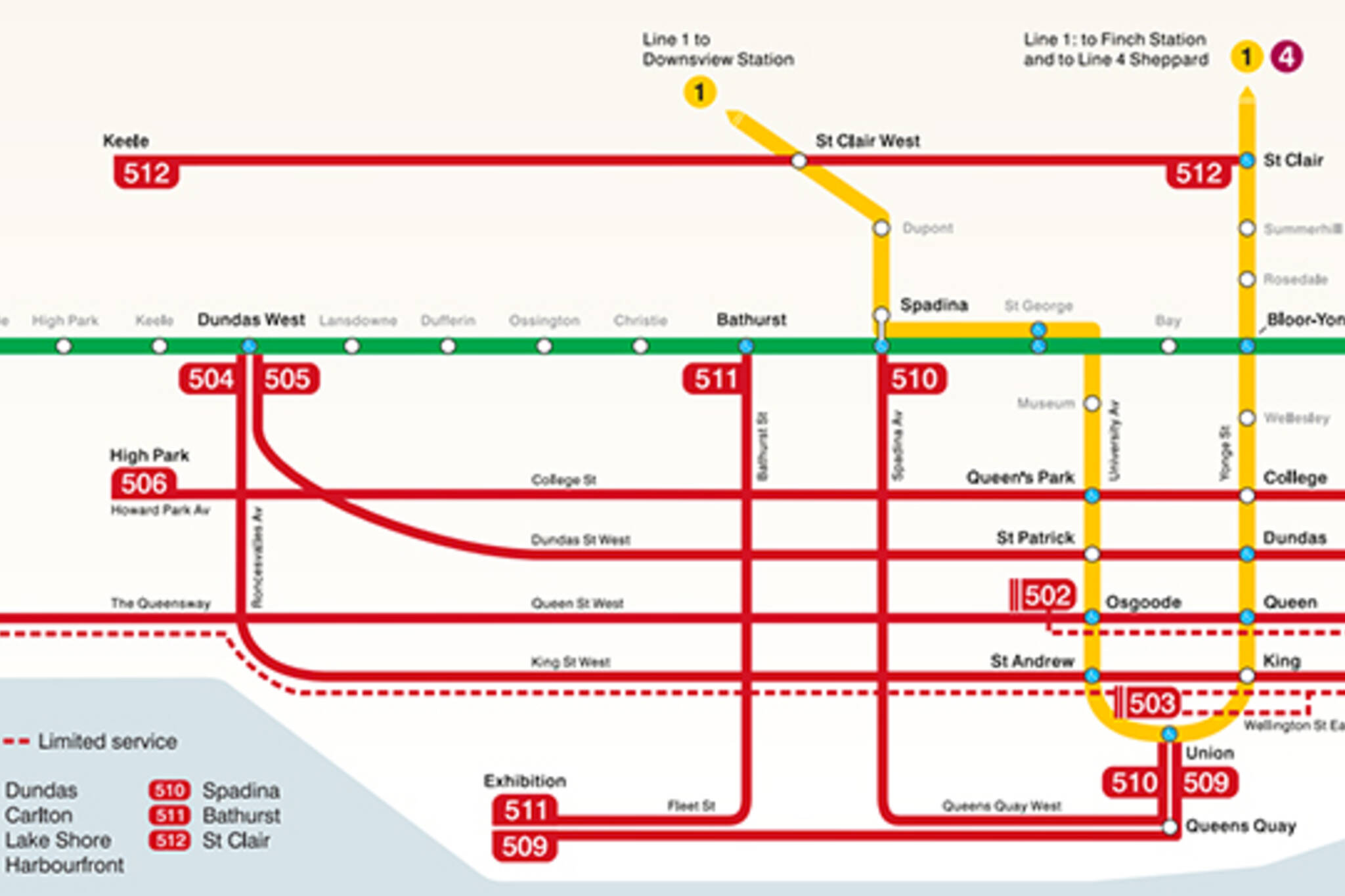 TTC Streetcar Route Map