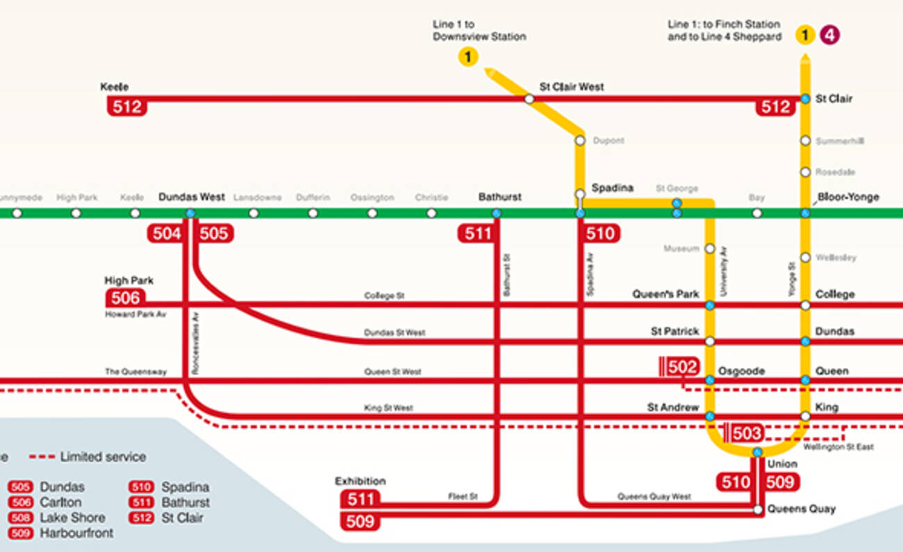 New TTC map combines subway and streetcar routes