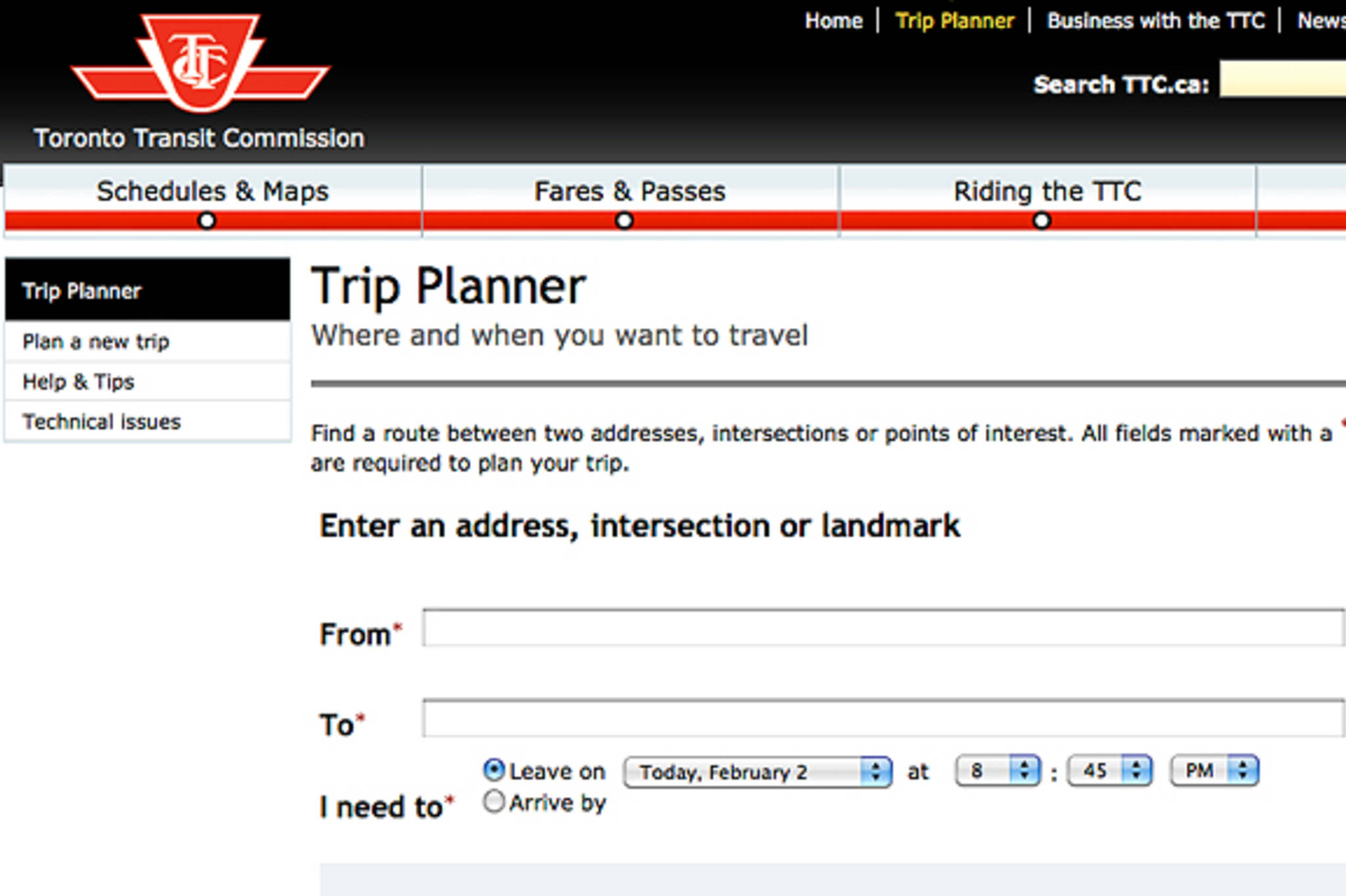 TTC Trip Planner