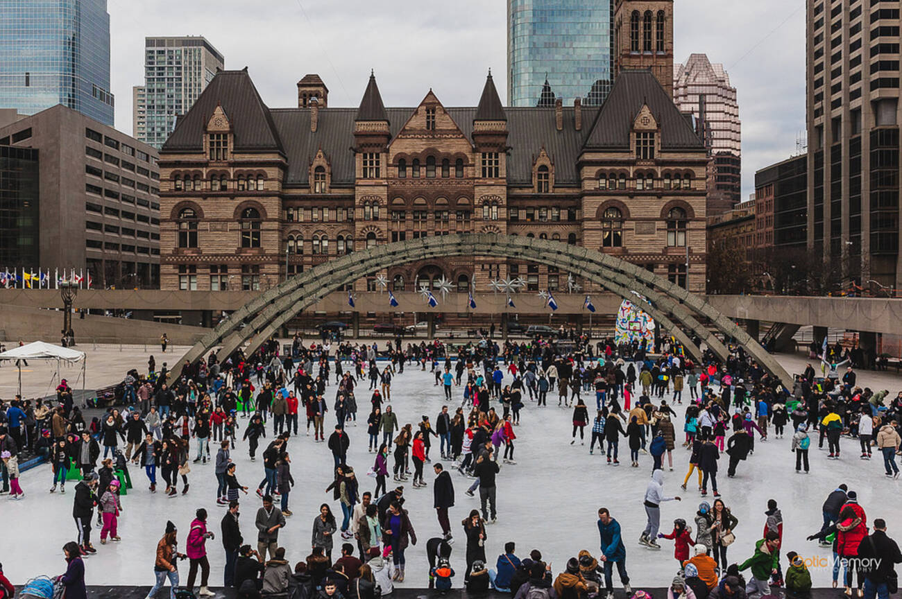 The skating rink at Nathan Phillips Square is now open