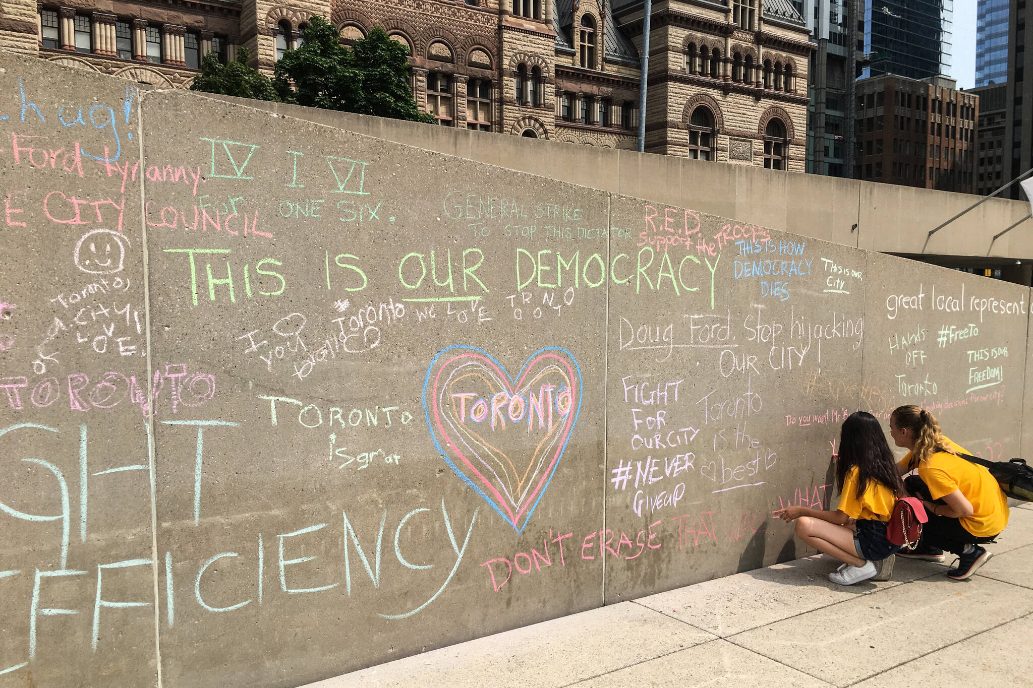 Doug Ford chalk protest