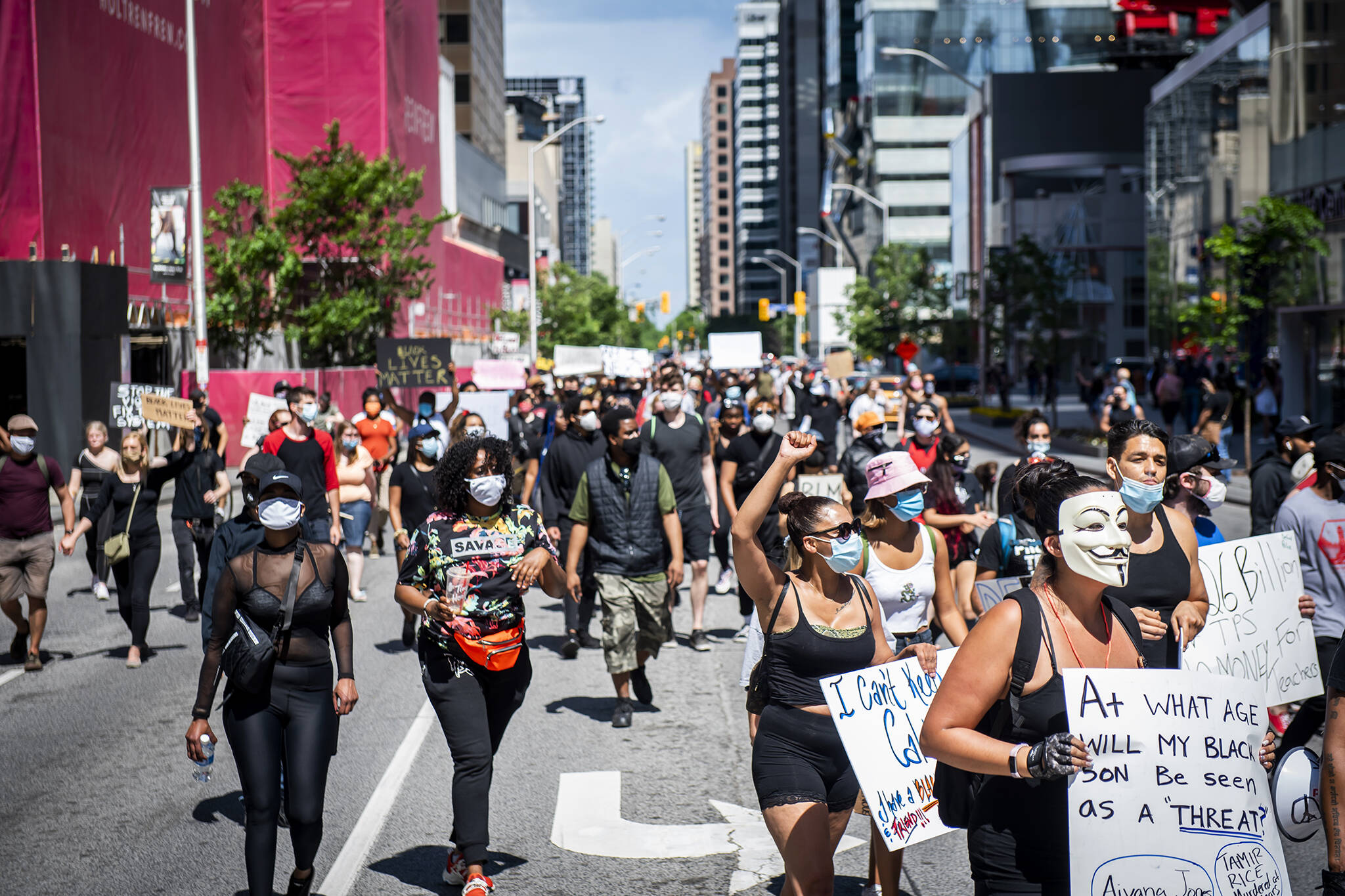 Thousands march in peaceful antiracism protests in downtown Toronto