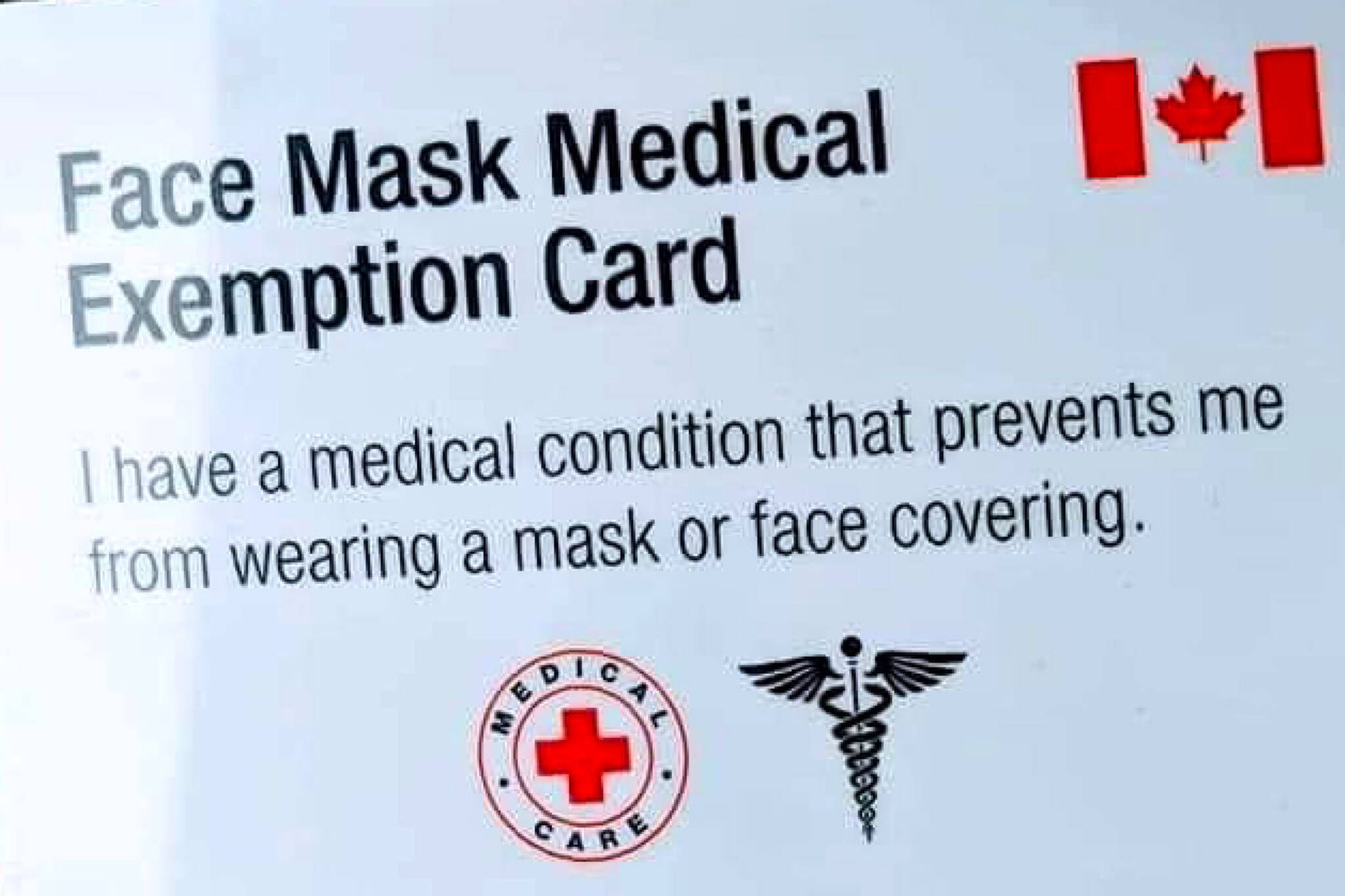 face mask exemption card canada