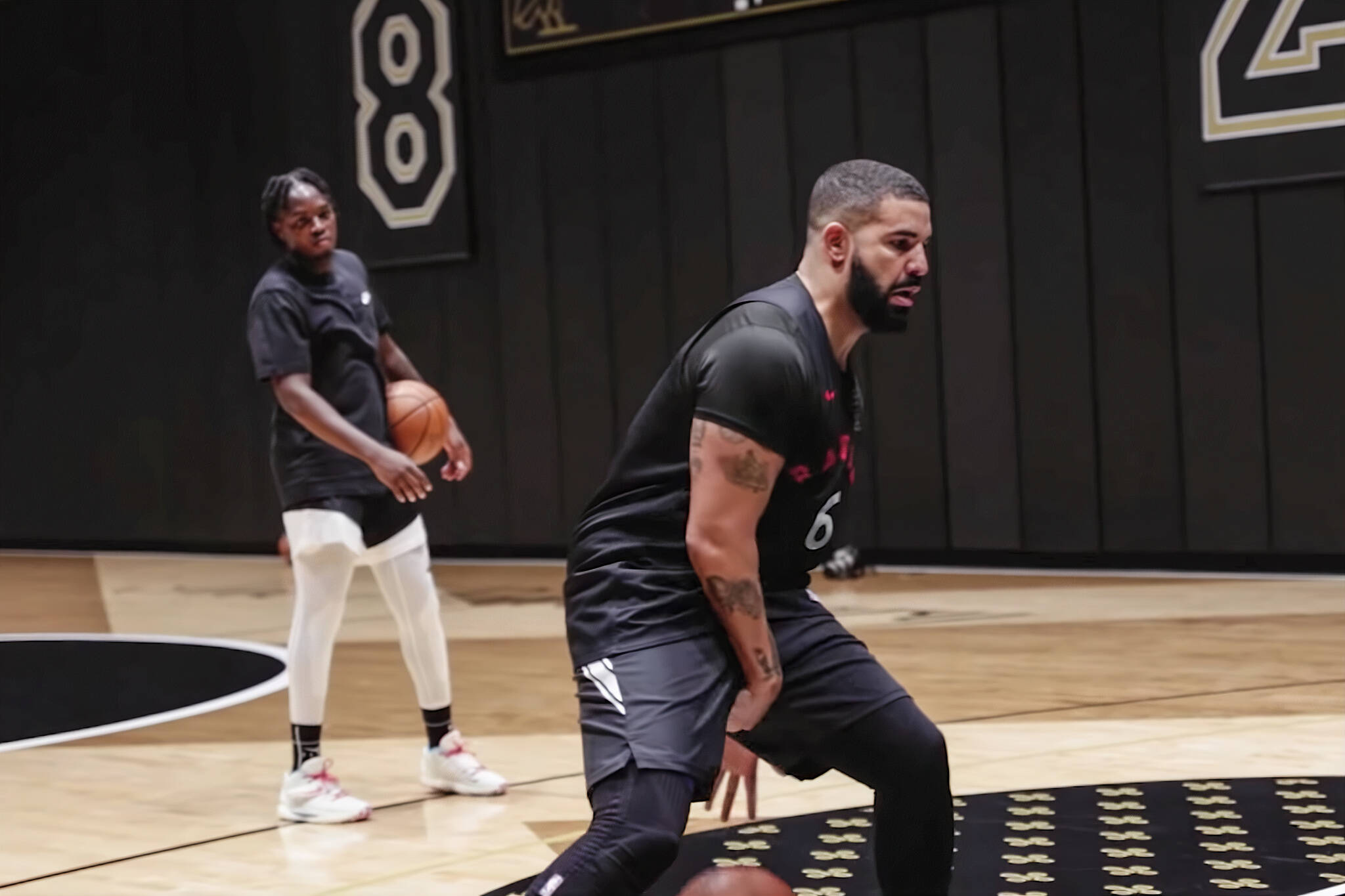 Drake exclaims 'Geez Louise' while basketball at his Toronto