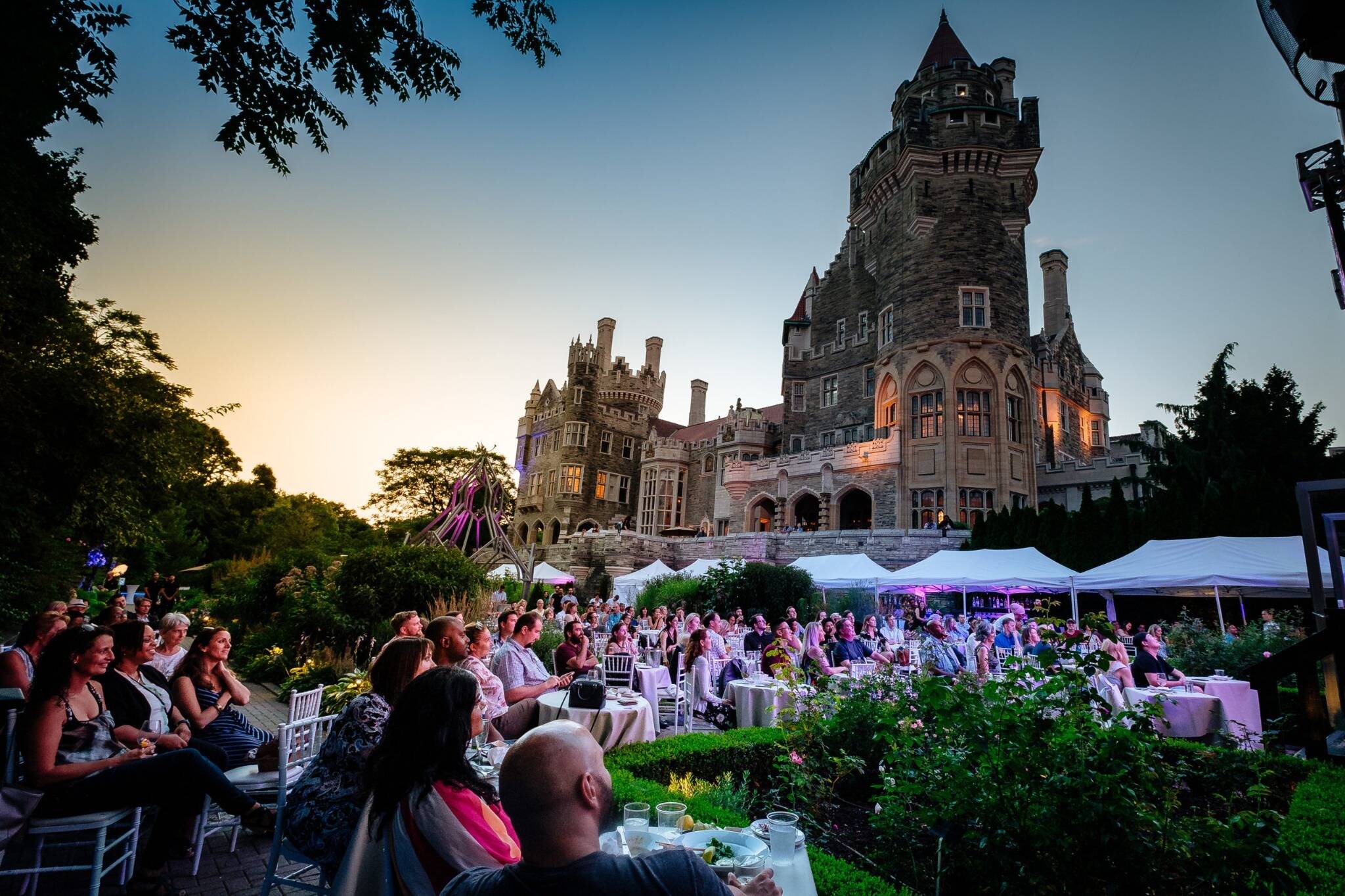 You can listen to music in the gardens at Casa Loma every Monday night