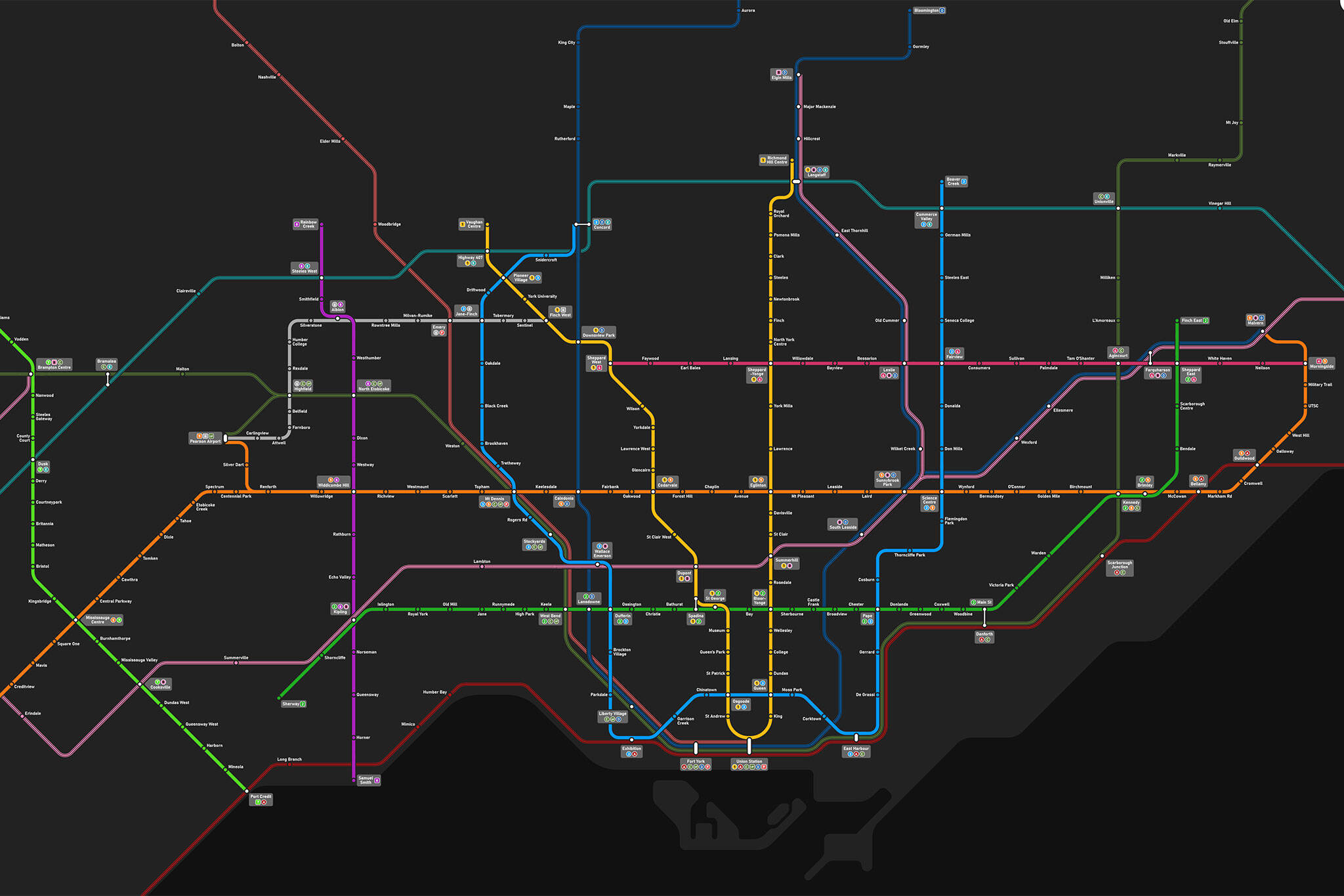 Toronto's newest fantasy transit map imagines network with 100 billion