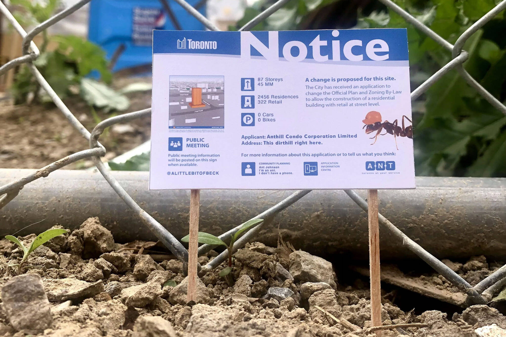 fake development sign ants toronto