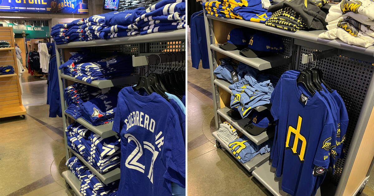 Mariner Muse on X: The Mariners Team Store has dedicated an entire rack  for Blue Jays gear ahead of this weekend's series.   / X