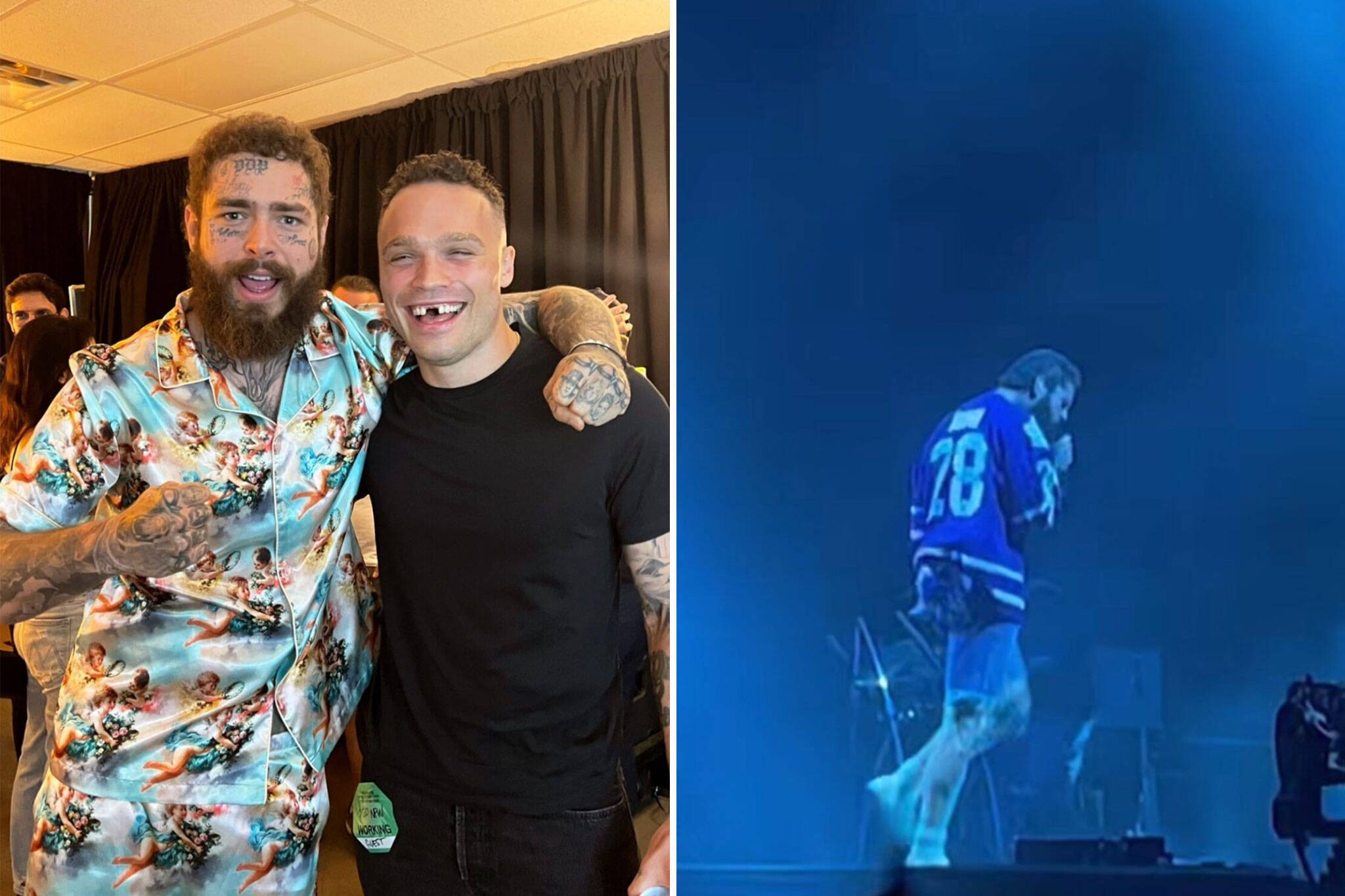 Post Malone Wears Tie Domi Maple Leafs Jersey at Toronto Show - BVM Sports