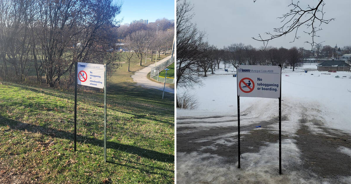 Toronto is putting up signs warning people not to have winter fun in parks