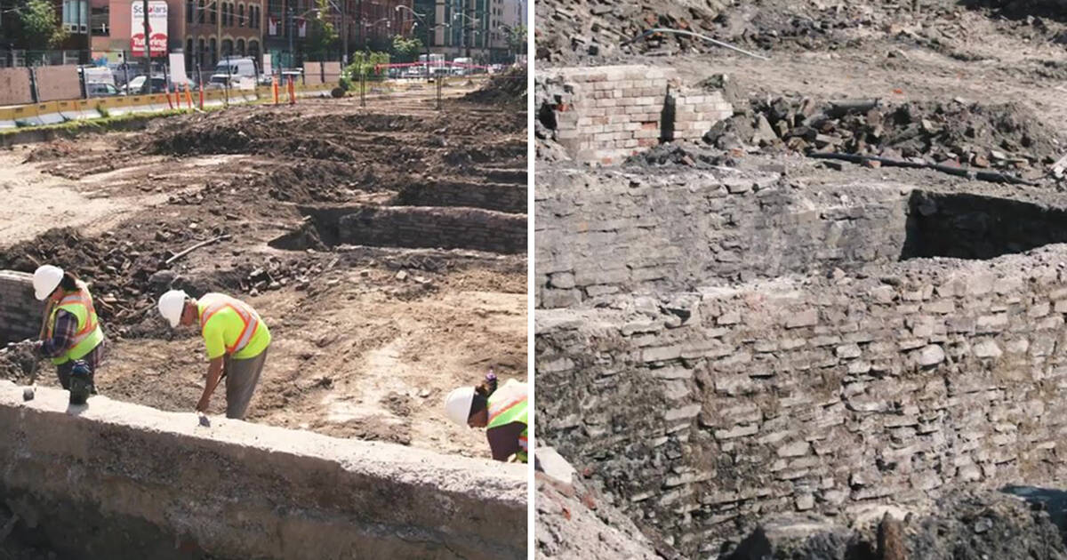考古学家在地铁站挖掘中发掘出多伦多失落建筑遗迹