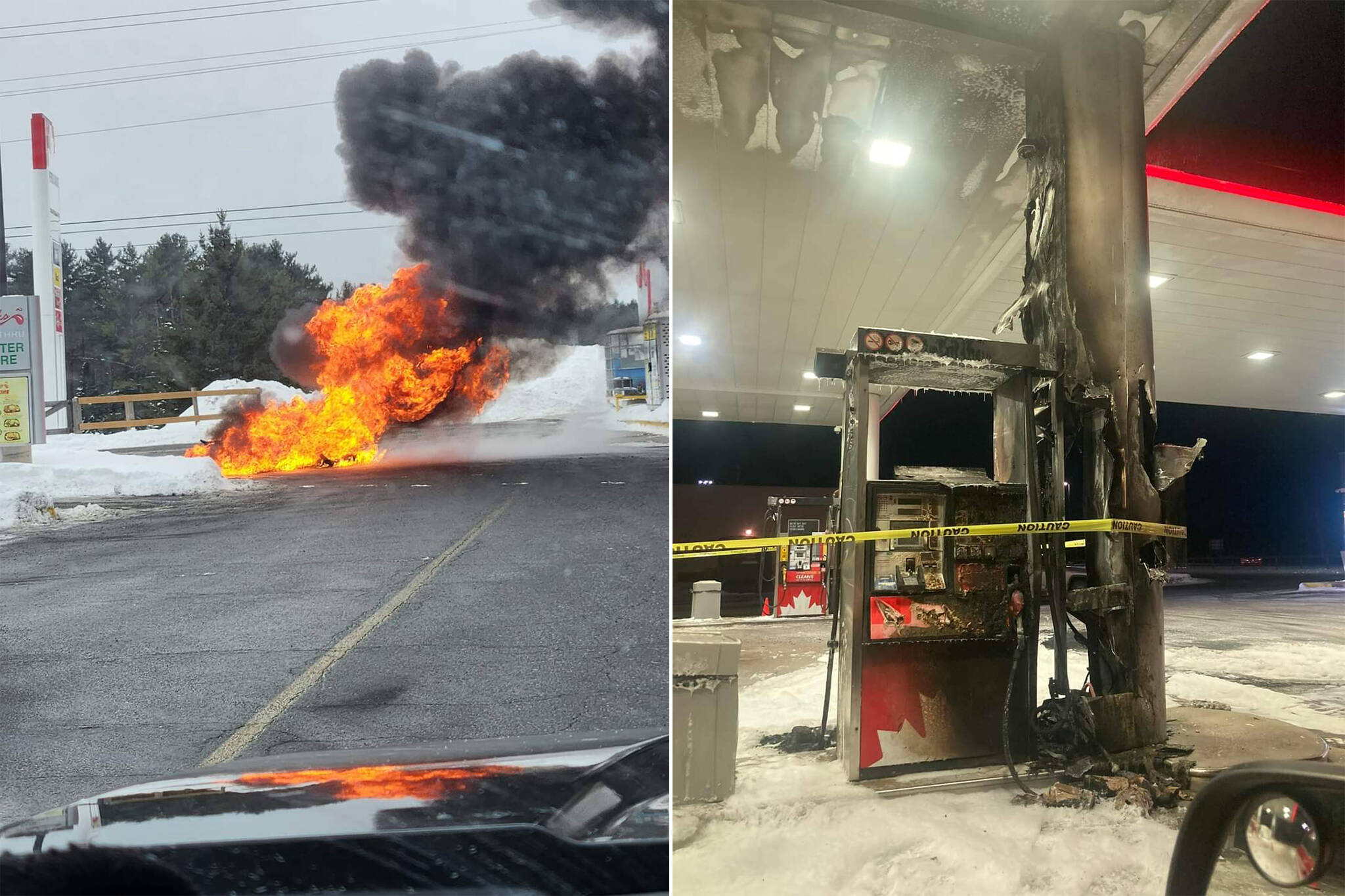 snowmobile gas station fire ontario