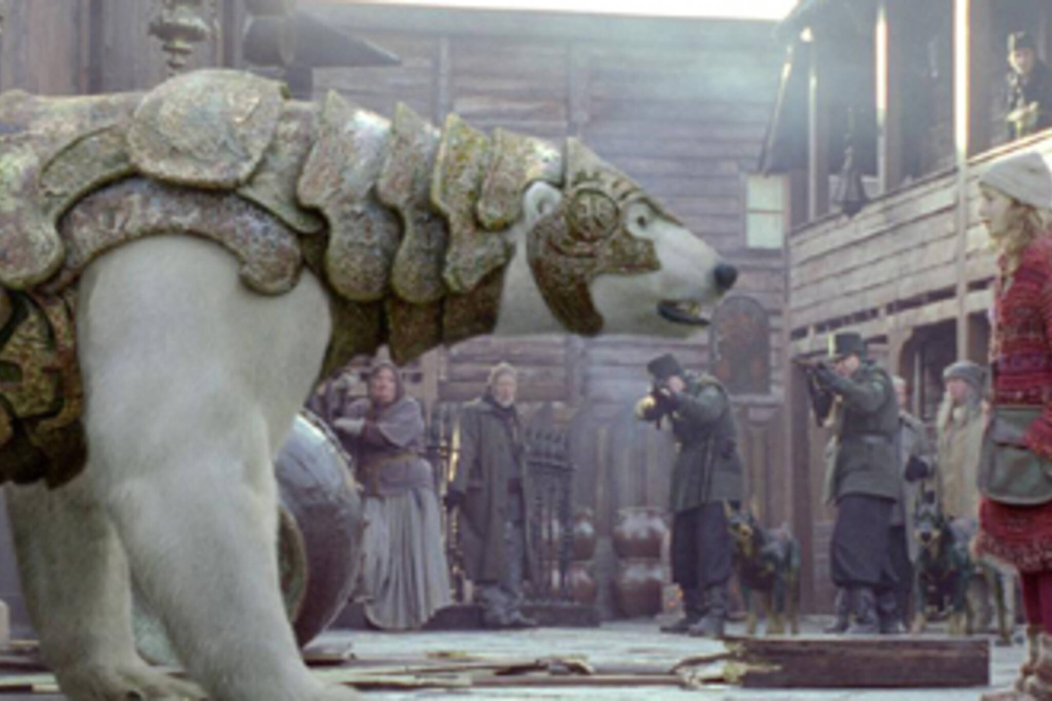 Lyra and Iorek in The Golden Compass