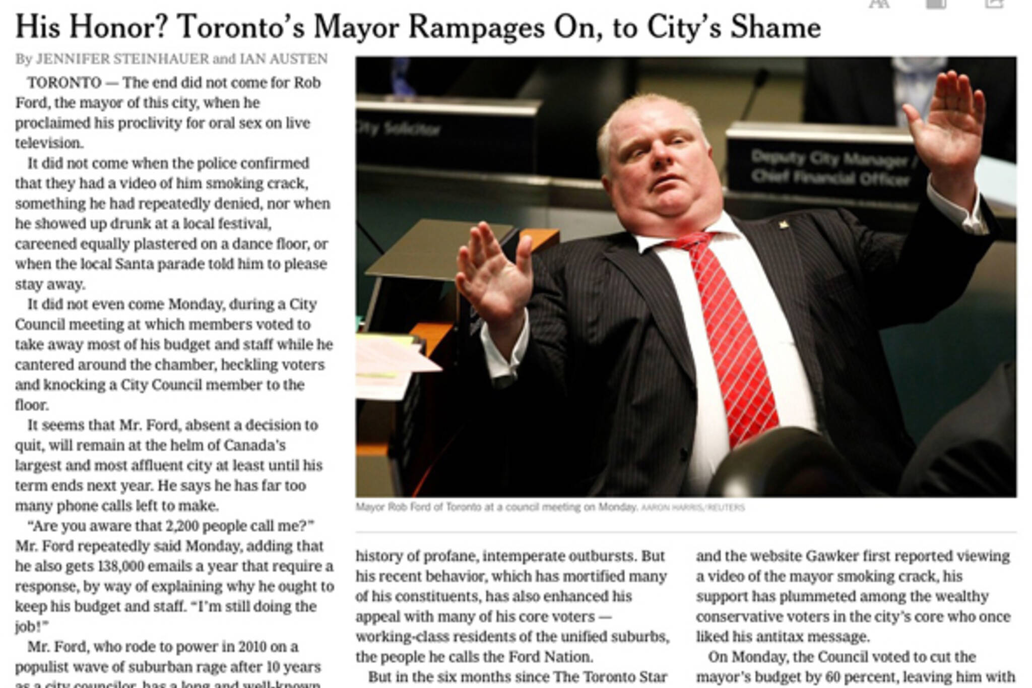 New York Times Rob Ford