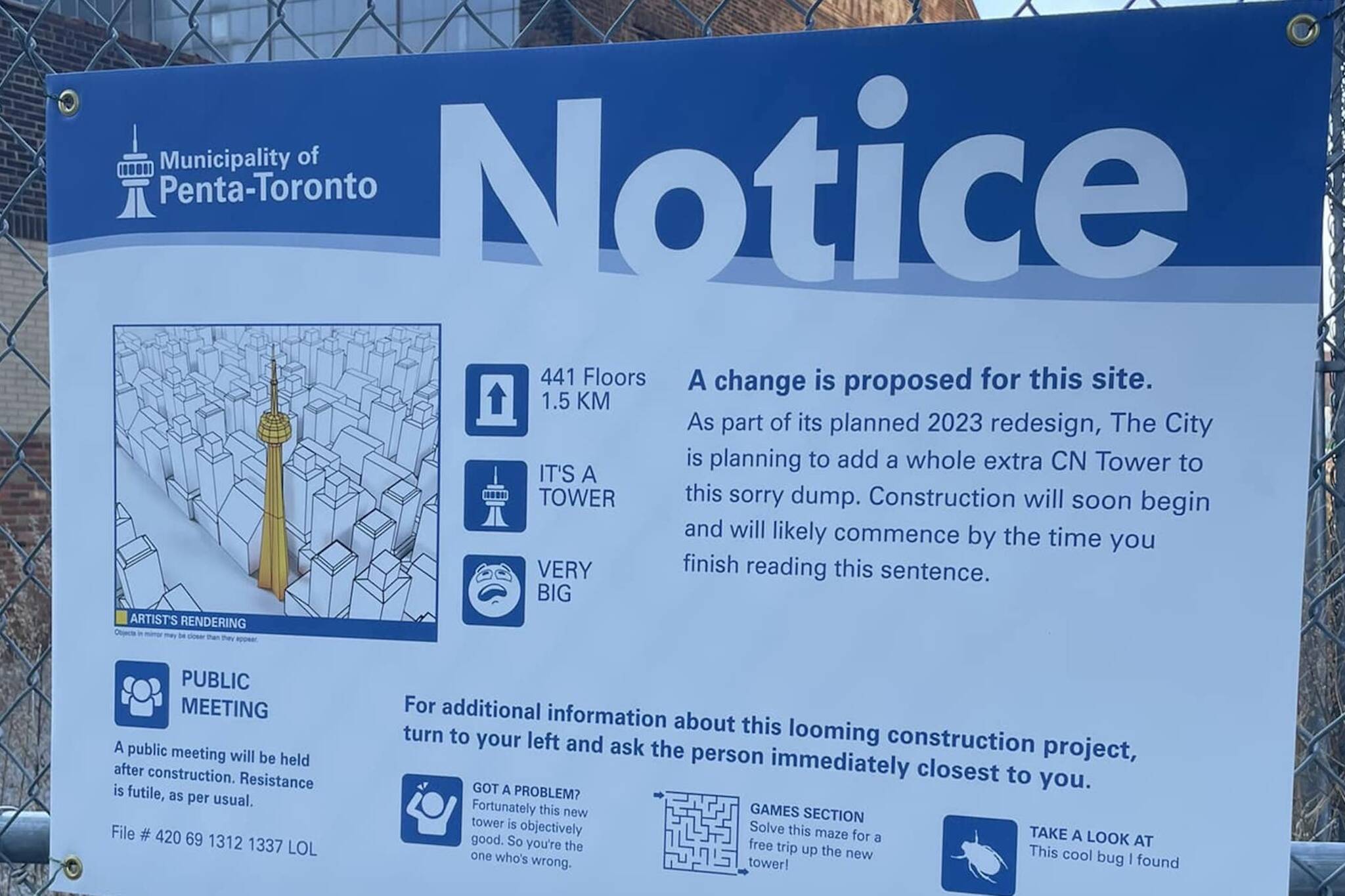 fake toronto development notice sign