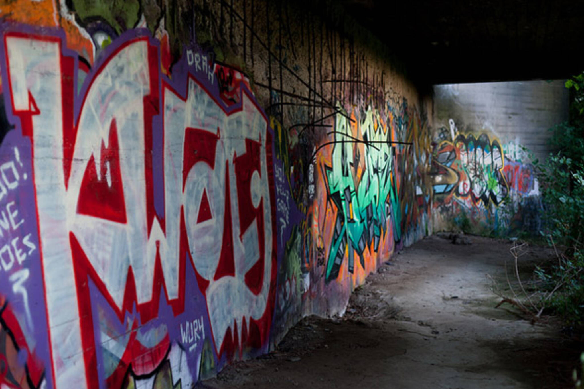 graffiti, alley, night
