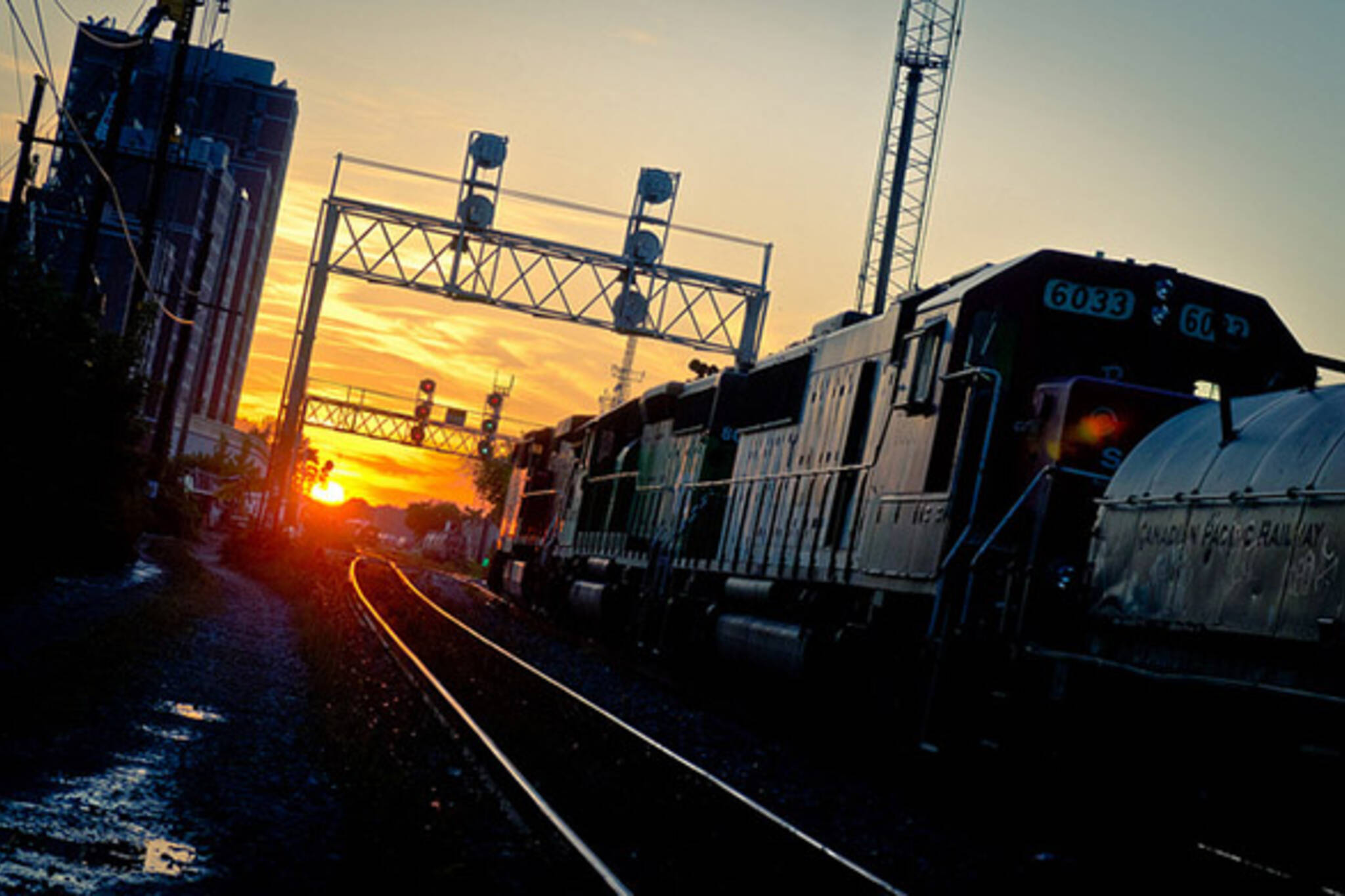 train, sunset, rail