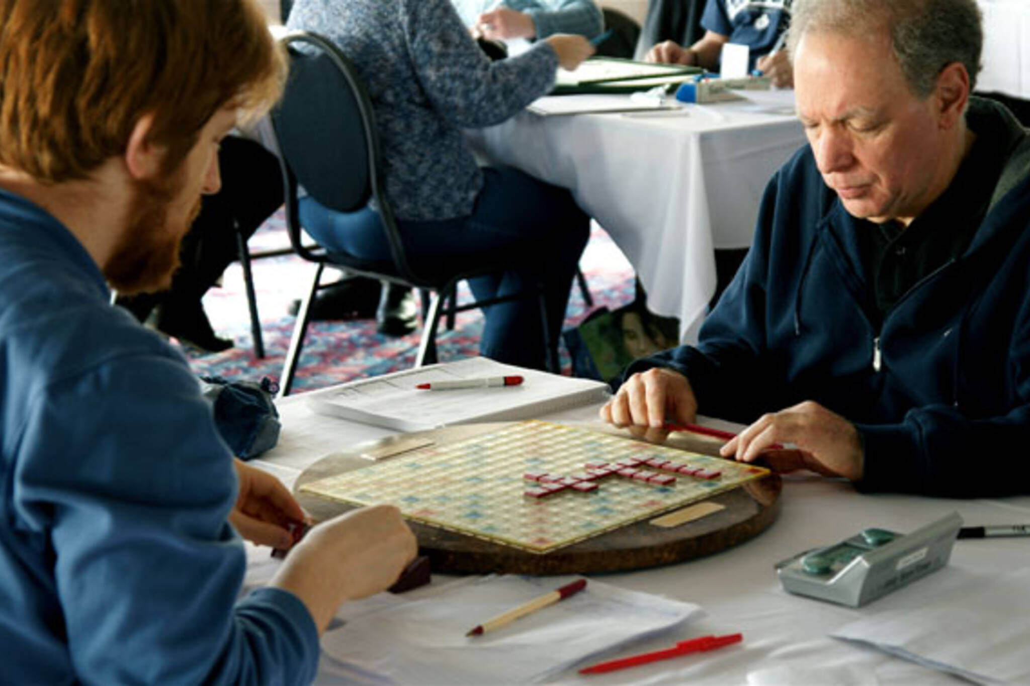 Scrabble masters Adam Logan and Joel Wapnick battle wits during the Kingston Cup tournament