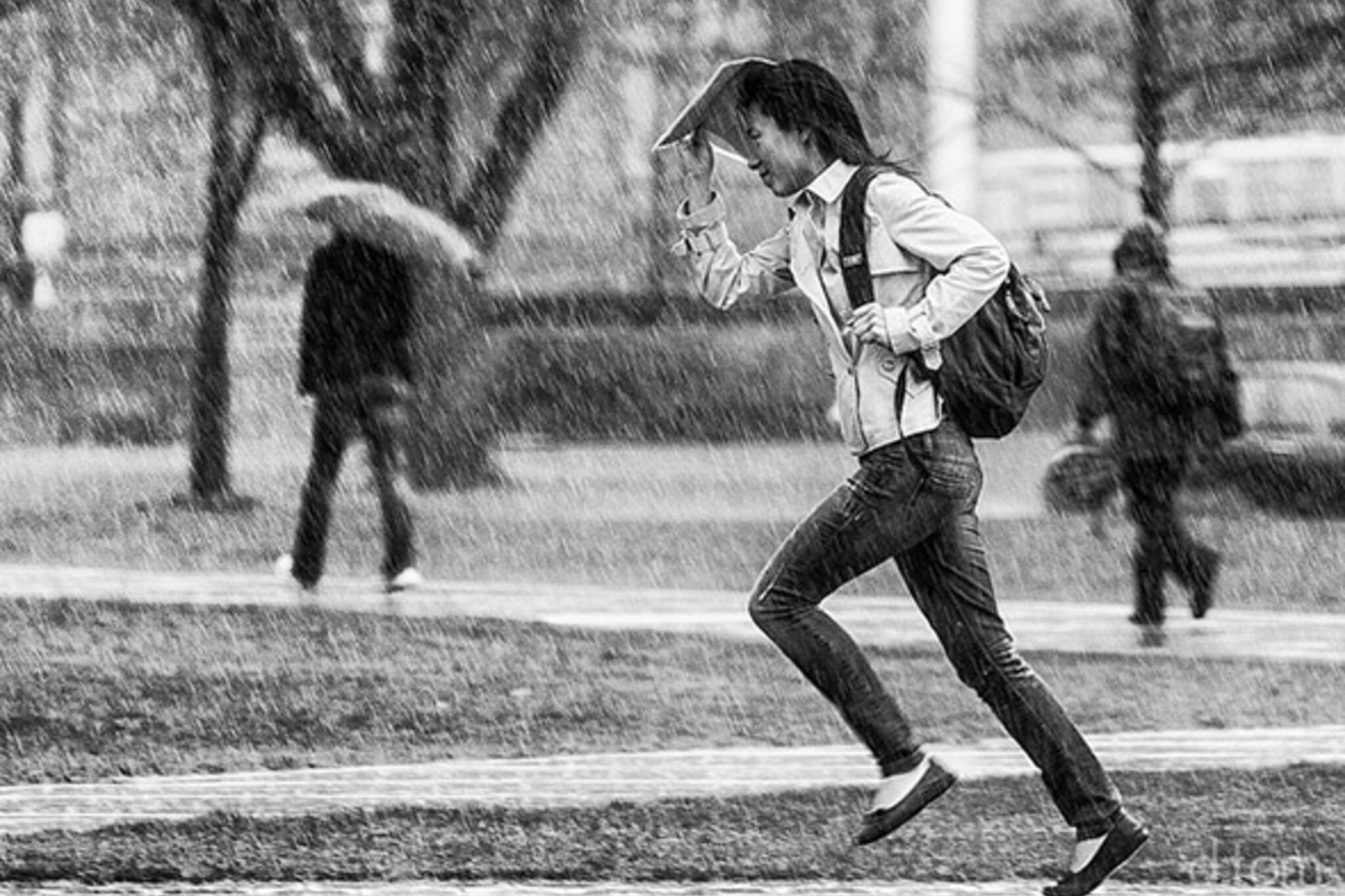 running in the rain
