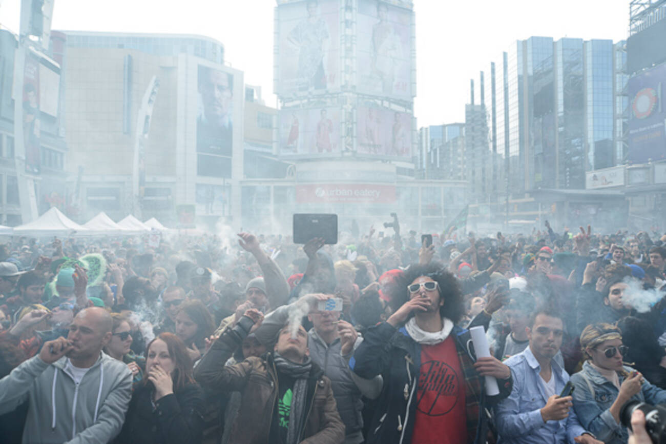 420 rally brings a plume of smoke to Yonge & Dundas