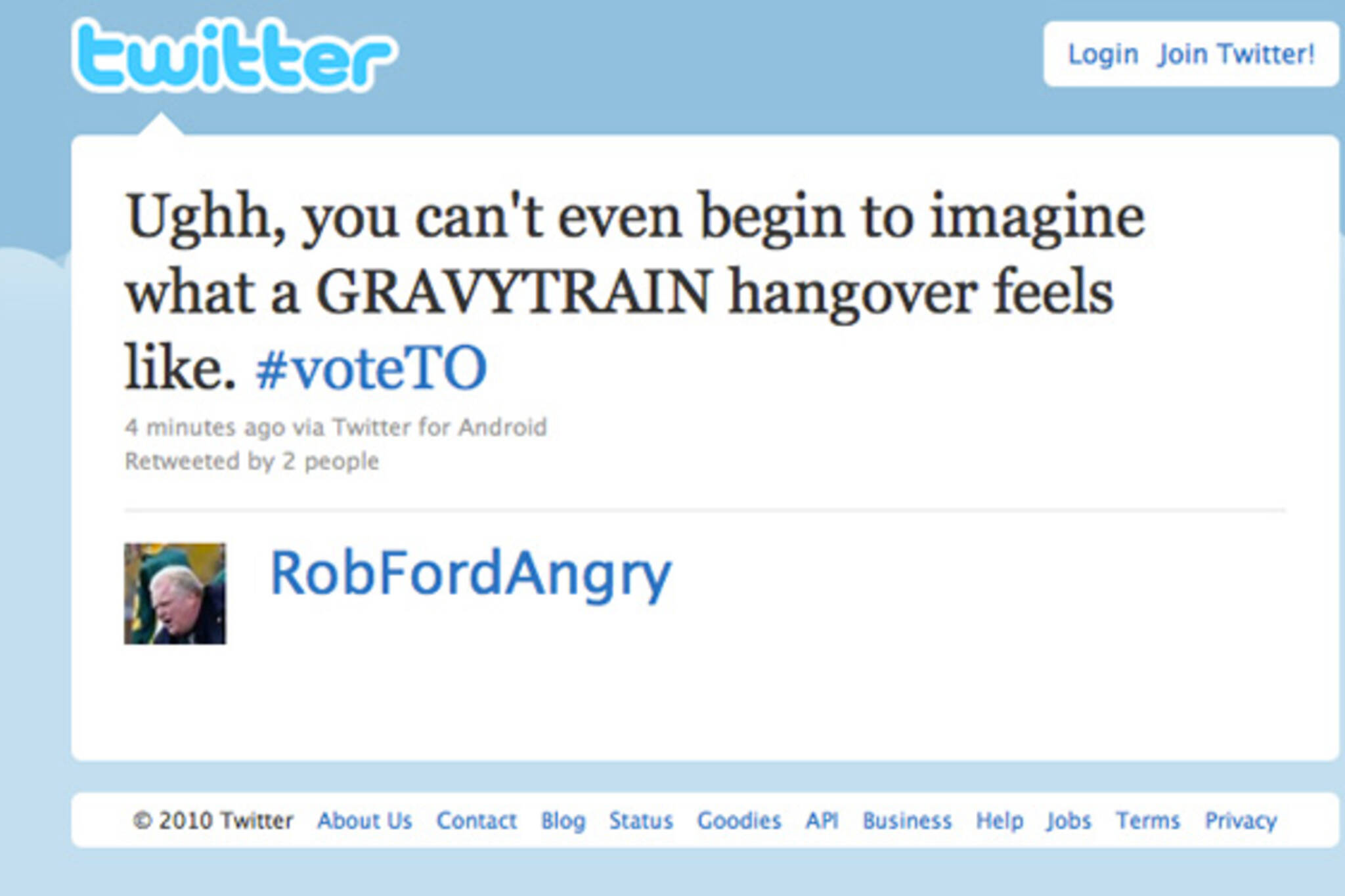 Twitter Rob Ford #voteTO