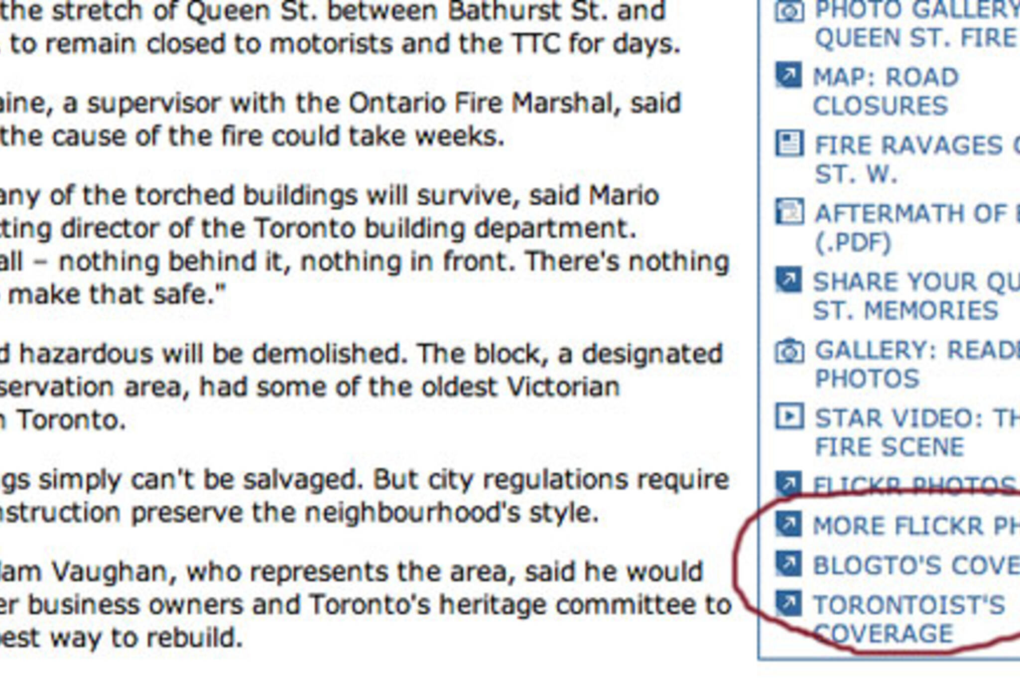 Toronto Star linking to blogTO and Torontoist