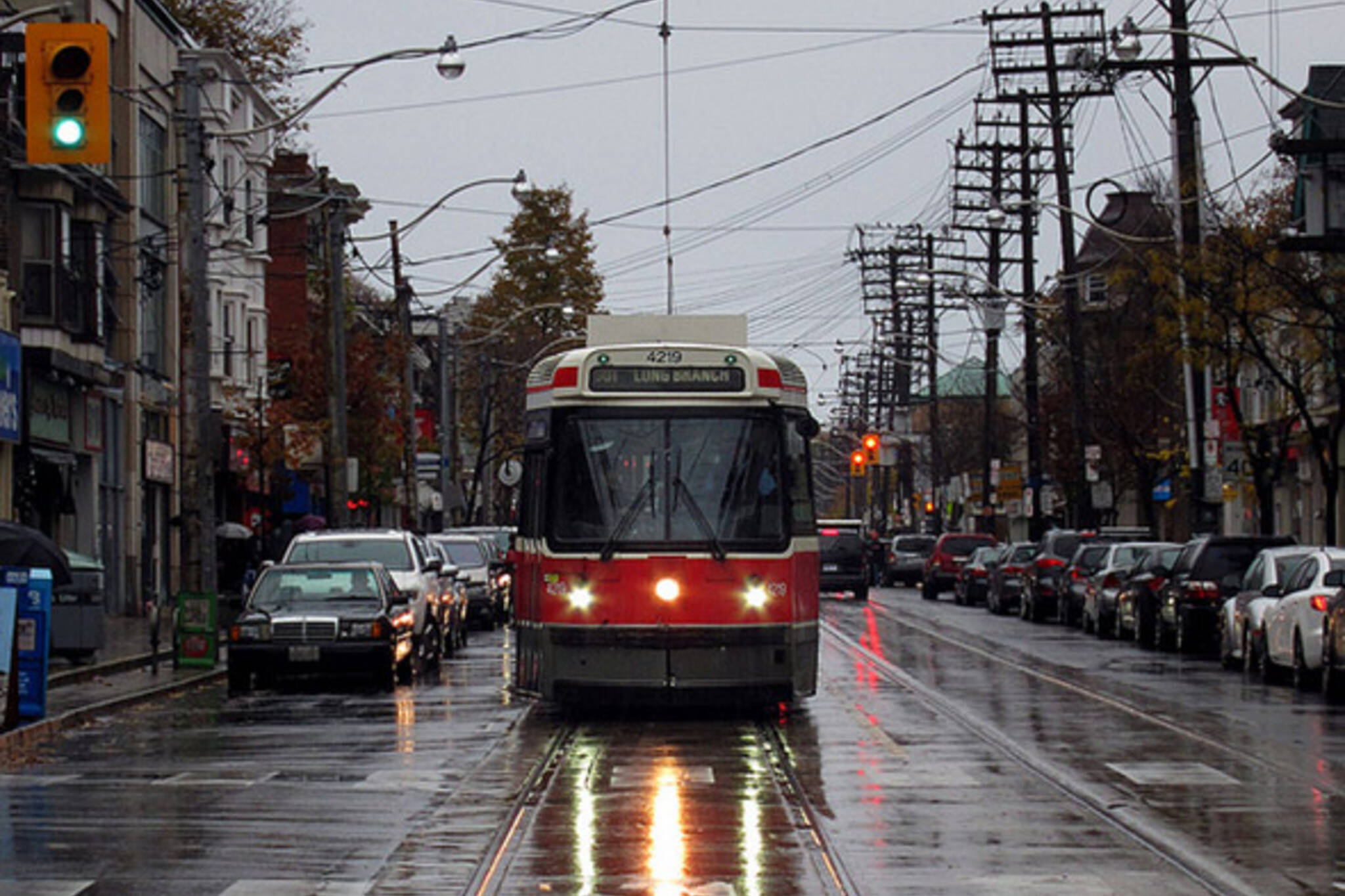 Toronto streetcar rain