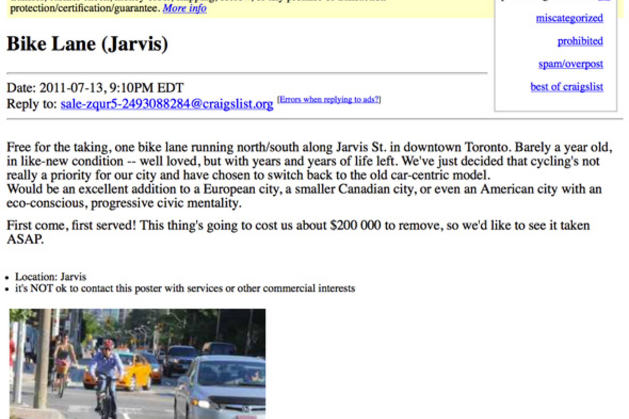 Jarvis Bike Lane Sale Craigslist