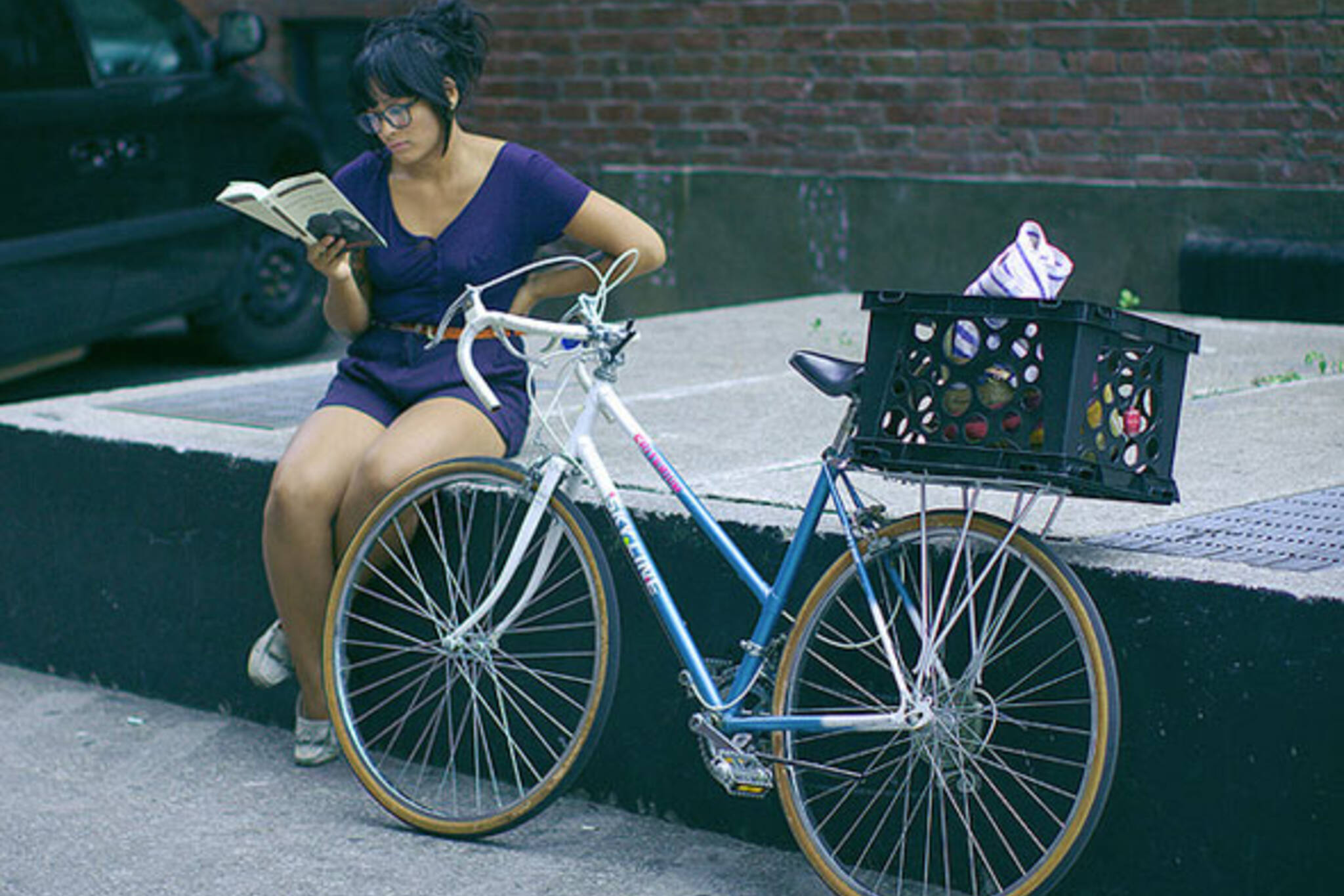 woman and bike