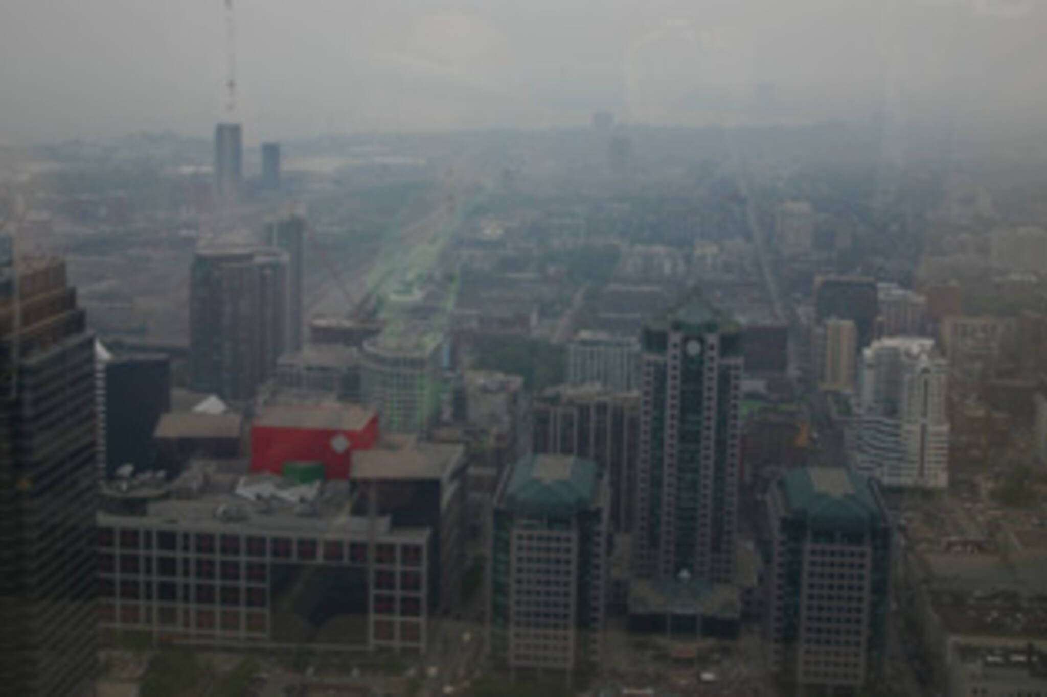 The westward view from the 54th floor of the TD Bank tower