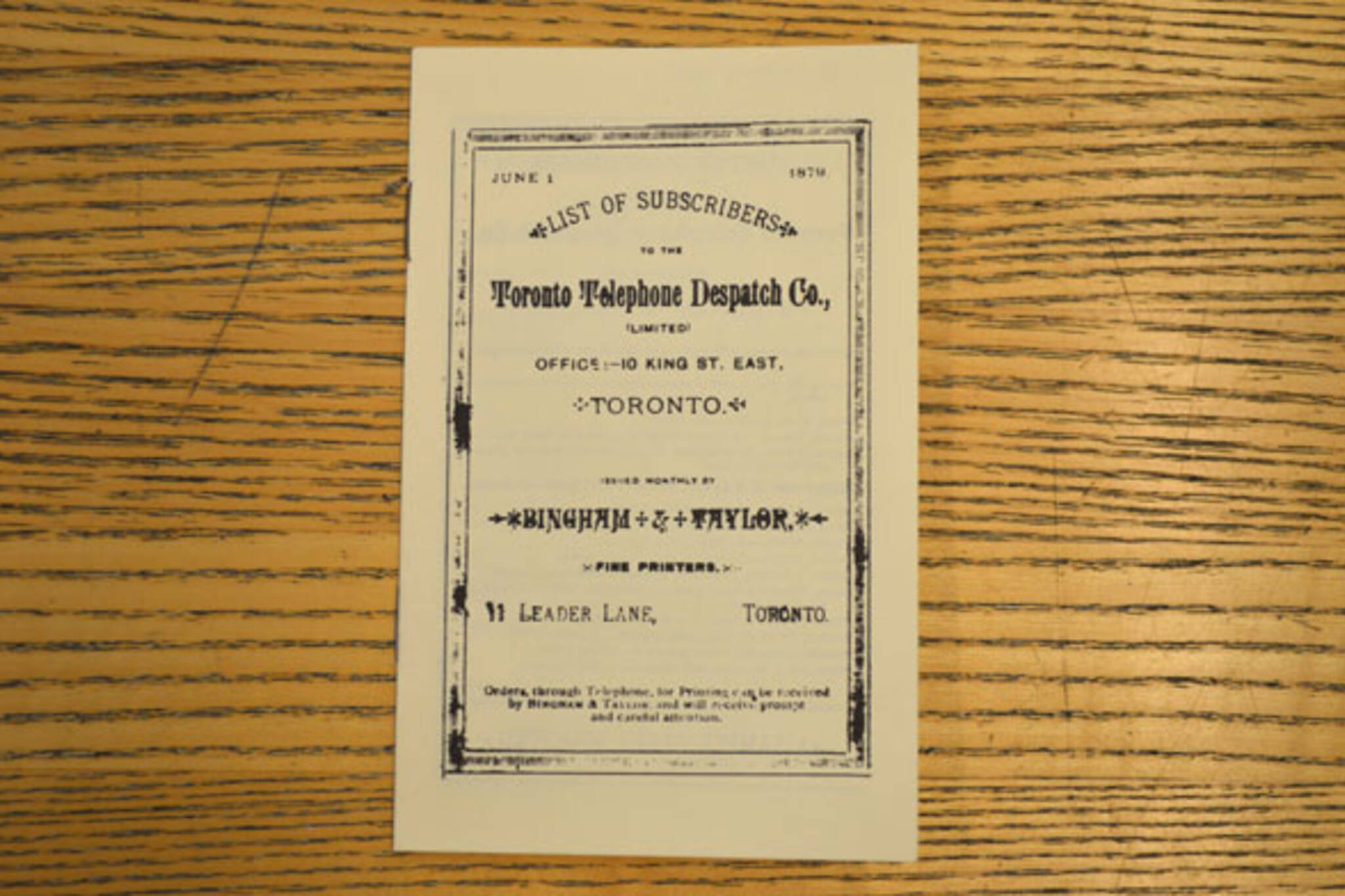 toronto first telephone book