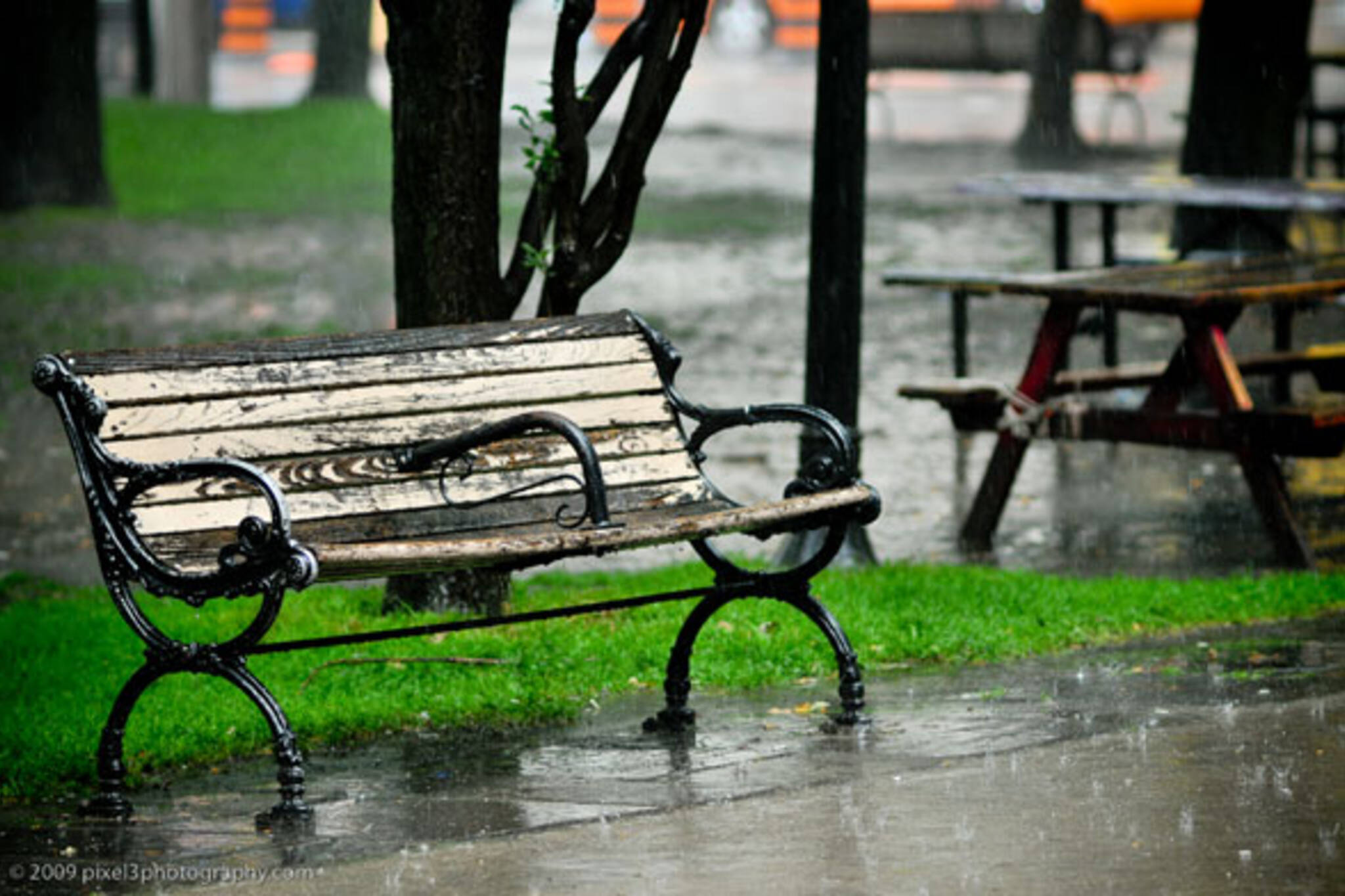 Скамейка под дождем