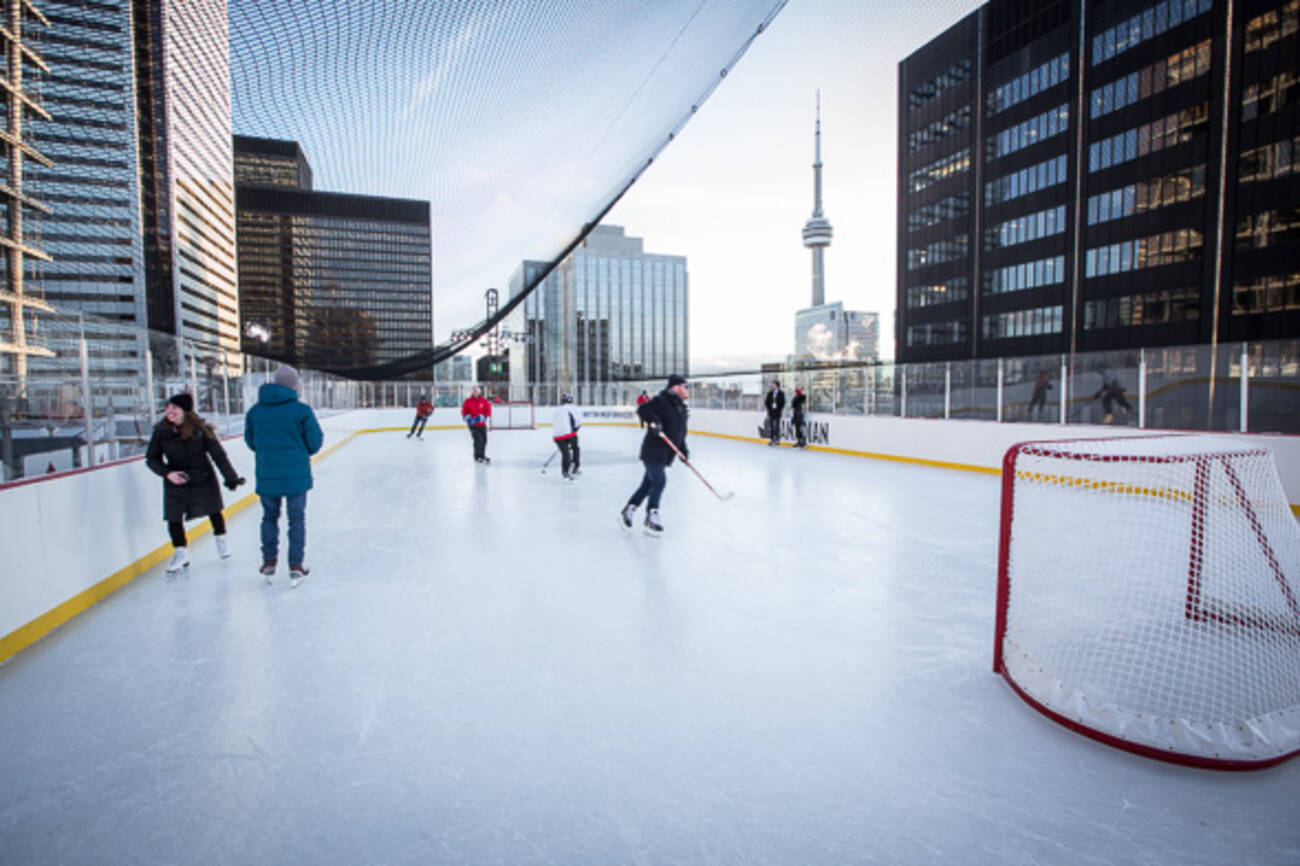 This is what the rooftop skating rink in Toronto is like