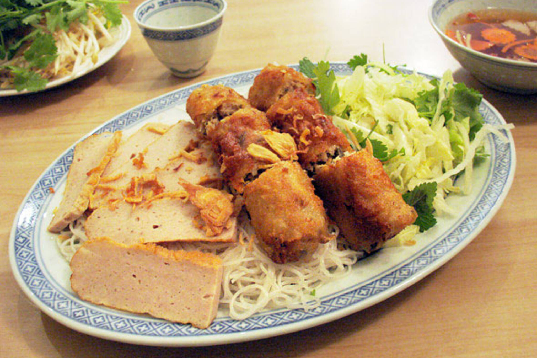 Spring Rolls, Deep Fried Cinnamon Ham on Vermicelli at Pho Rang Dong on St Clair West