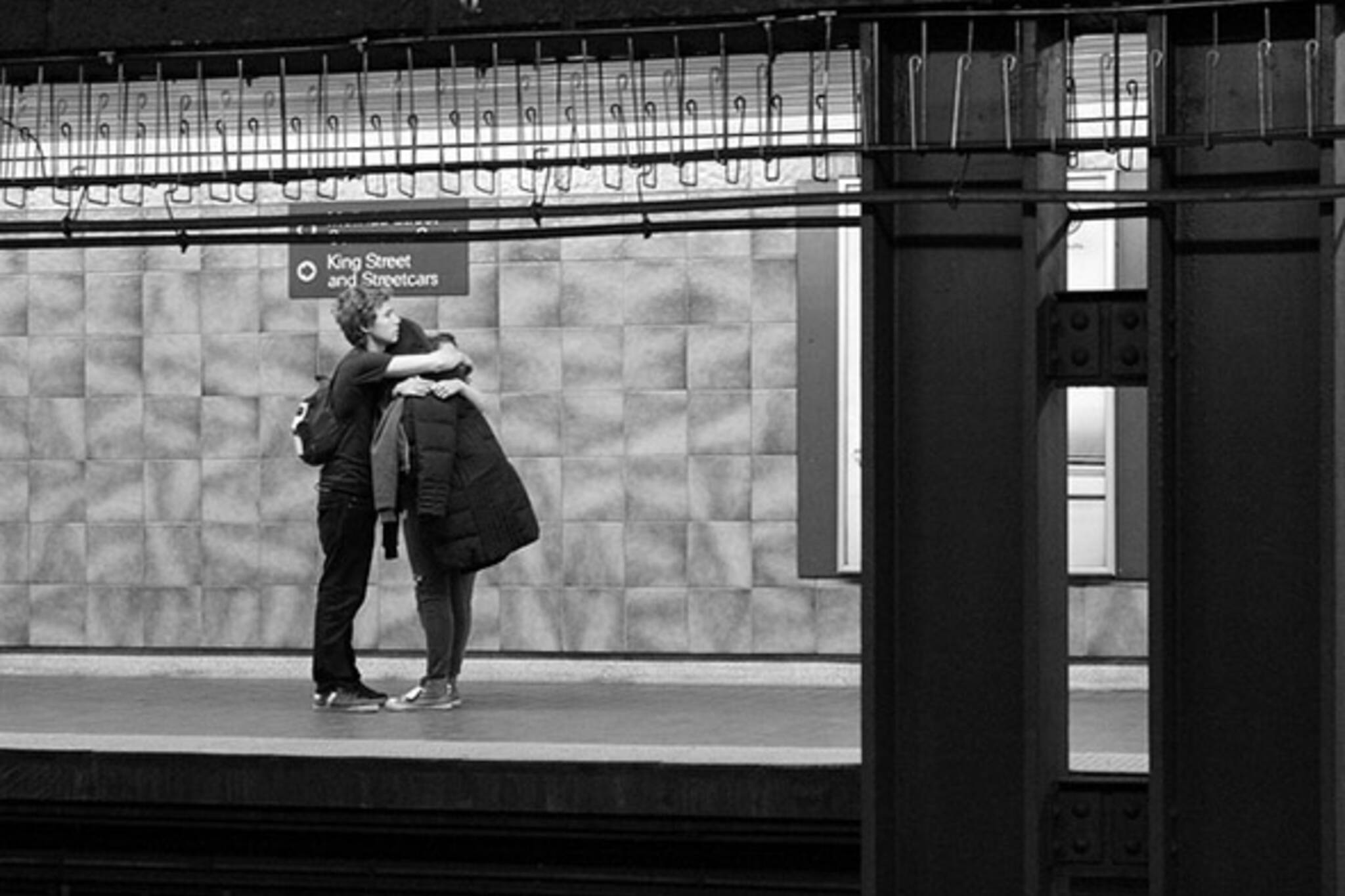 subway, station, hug