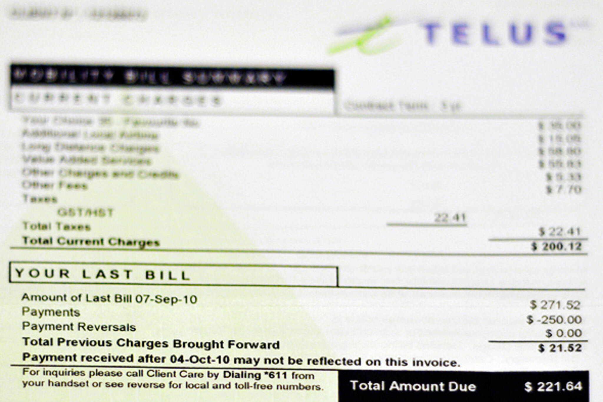 cell phone bill