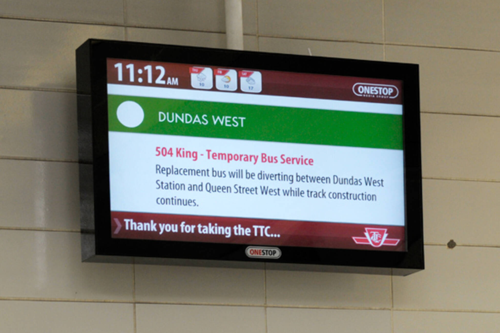 TTC Subway Information Screen 
