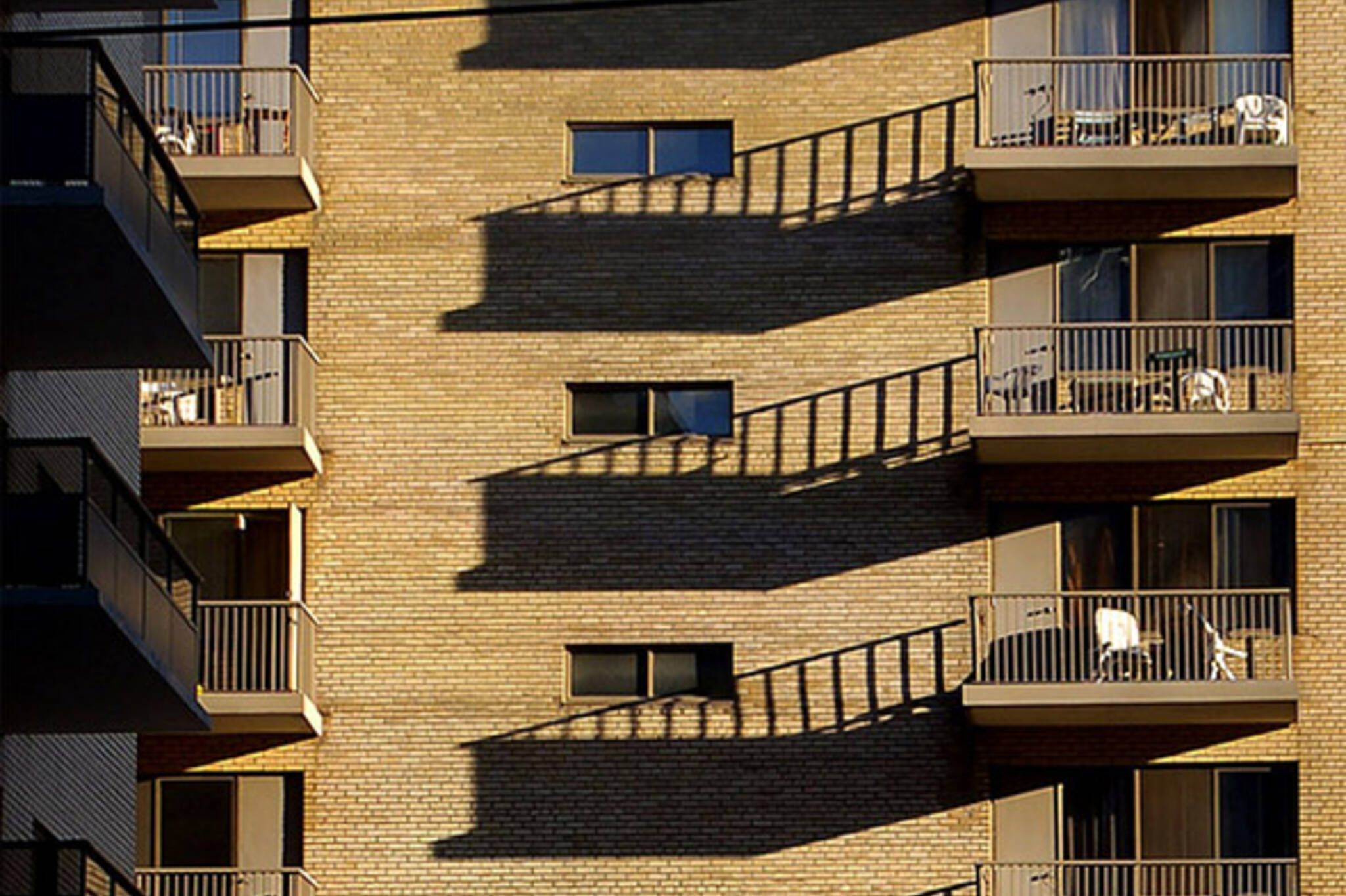 balconies, shadow, sunlight