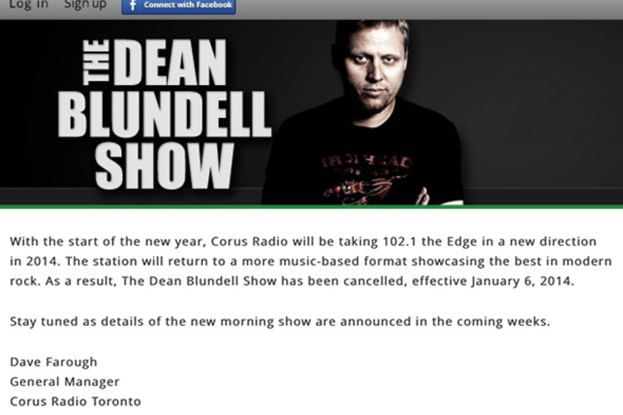 Dean Blundell Show Cancelled