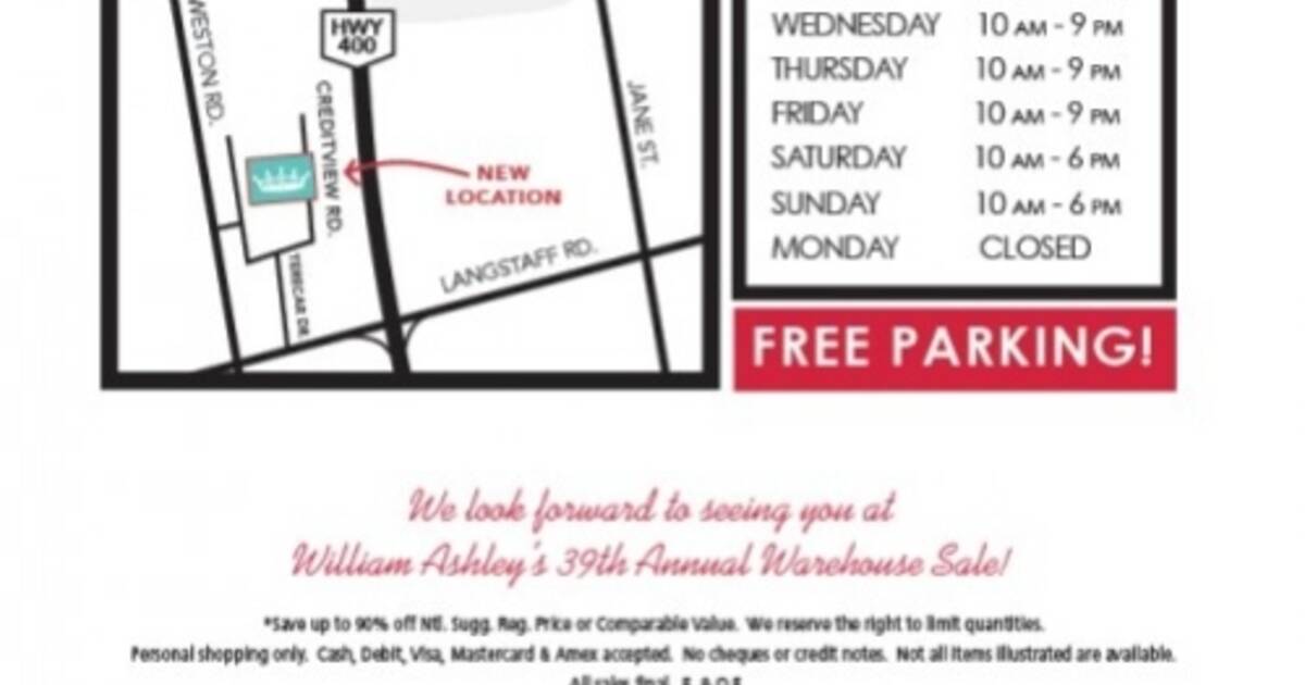 William Ashley Warehouse Sale