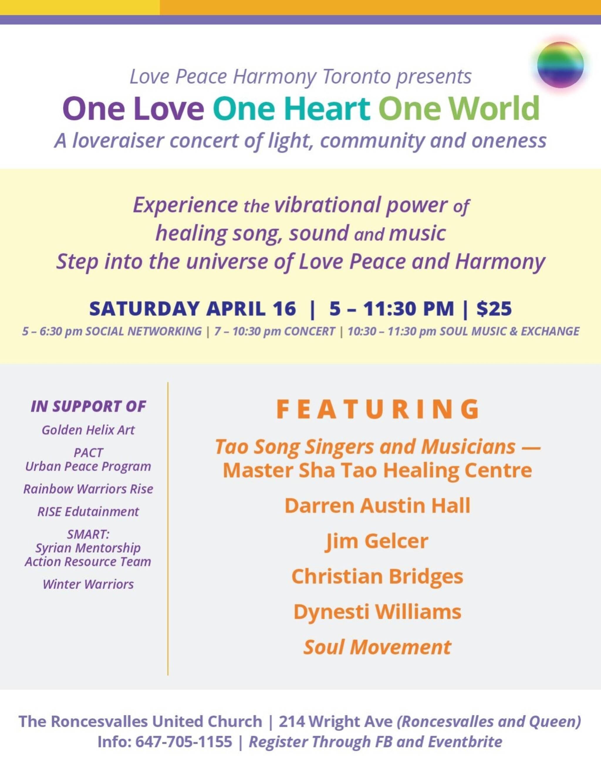 Love Peace Harmony Toronto presents One Love, One Heart, One World