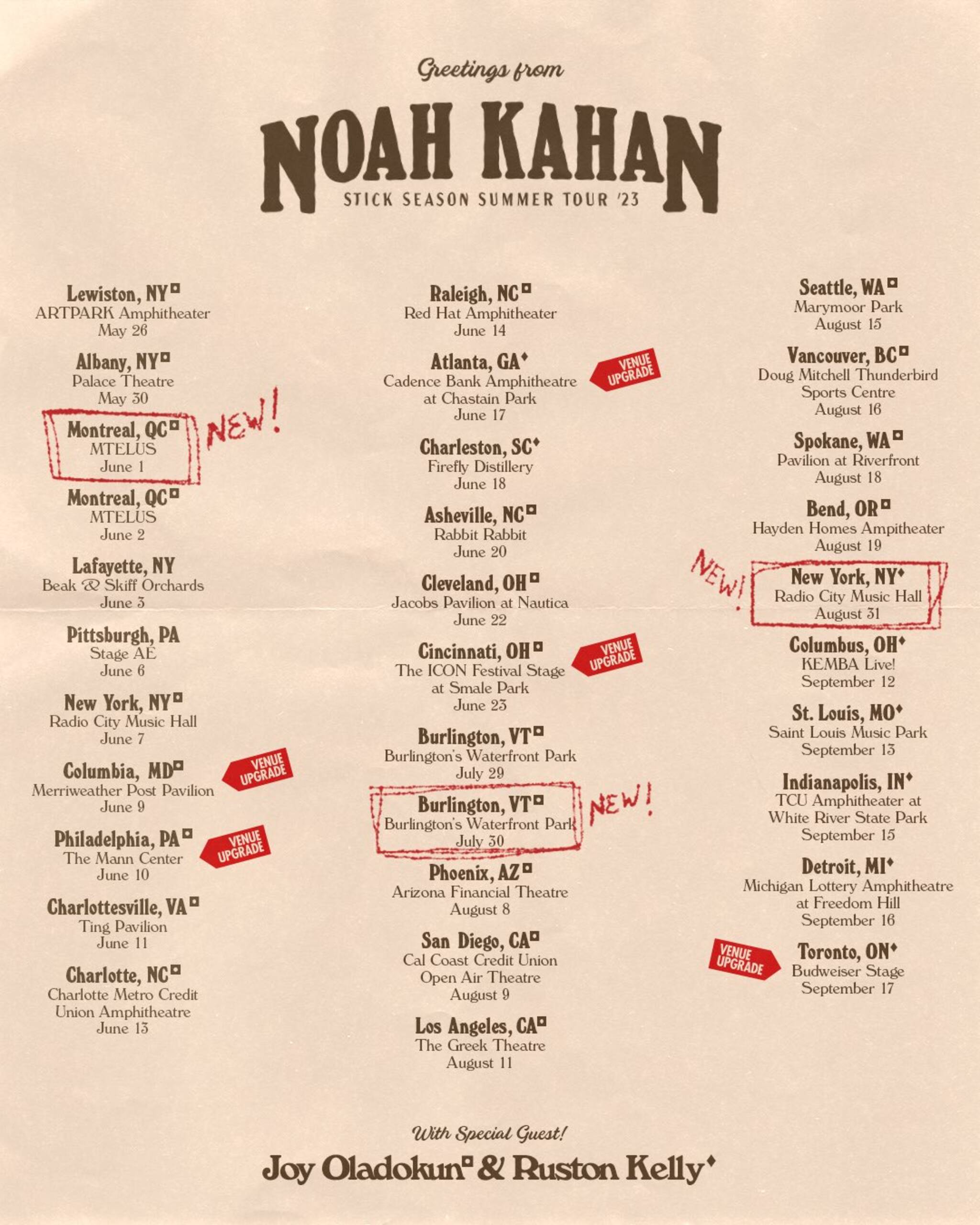 noah kahan tour lineup