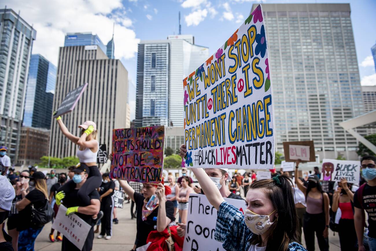 Antiracism protest in downtown Toronto