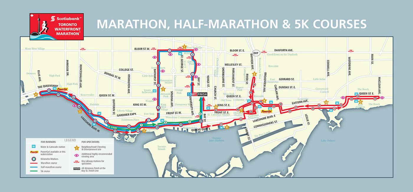 Toronto Waterfront Marathon Map