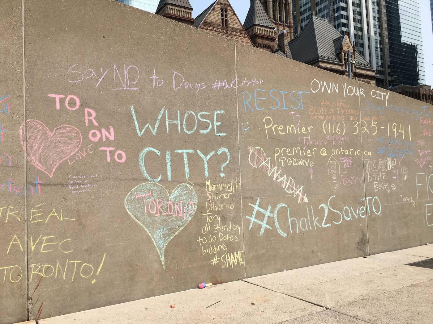 doug ford chalk protest