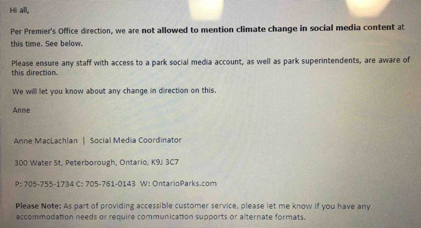 climate change email ontario