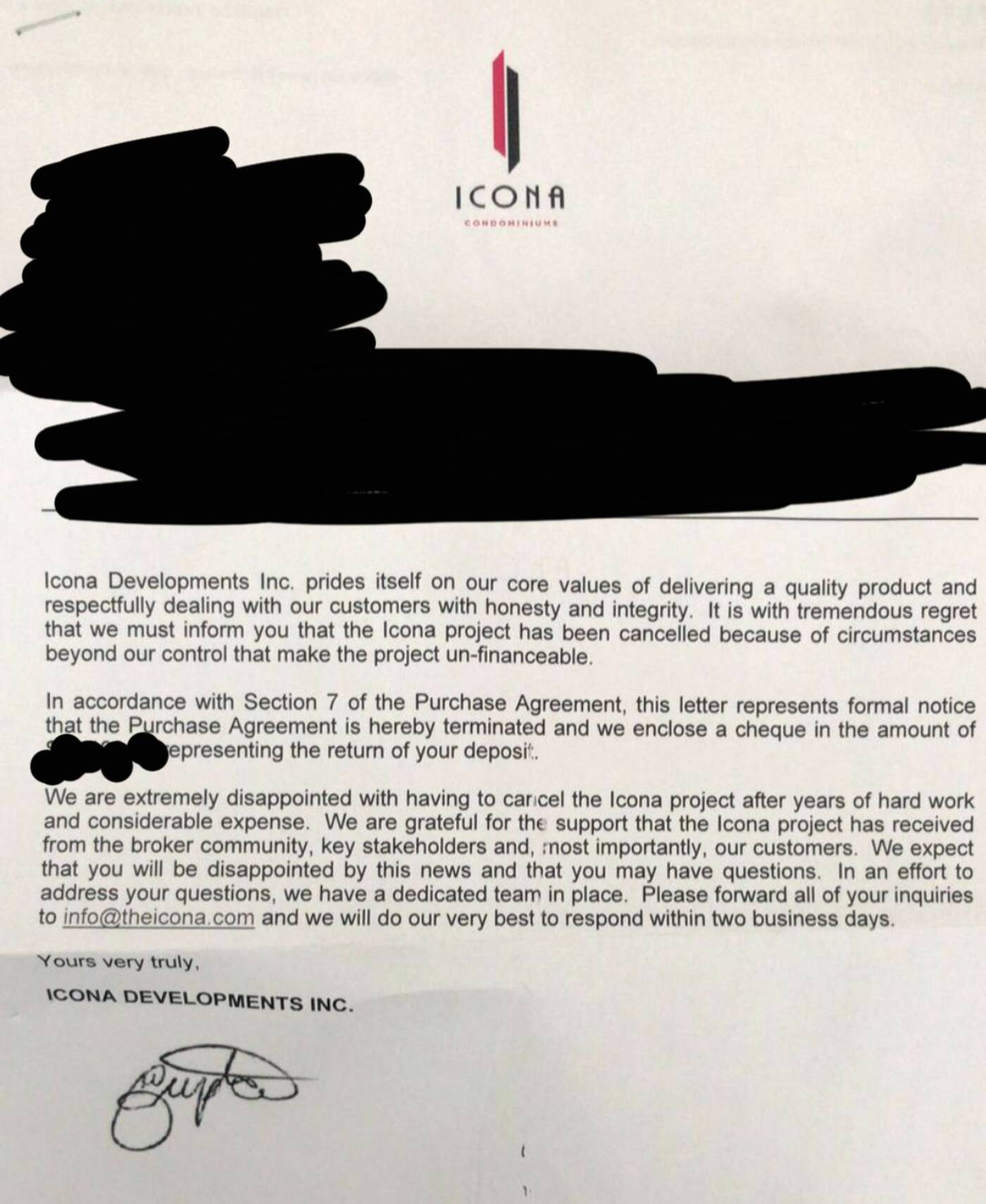 icona condos cancelled