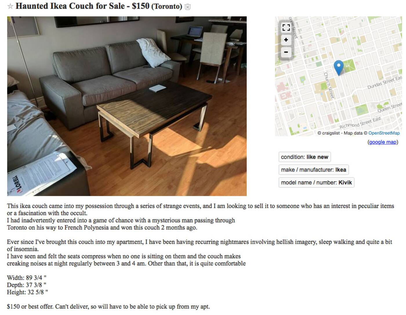 haunted ikea couch